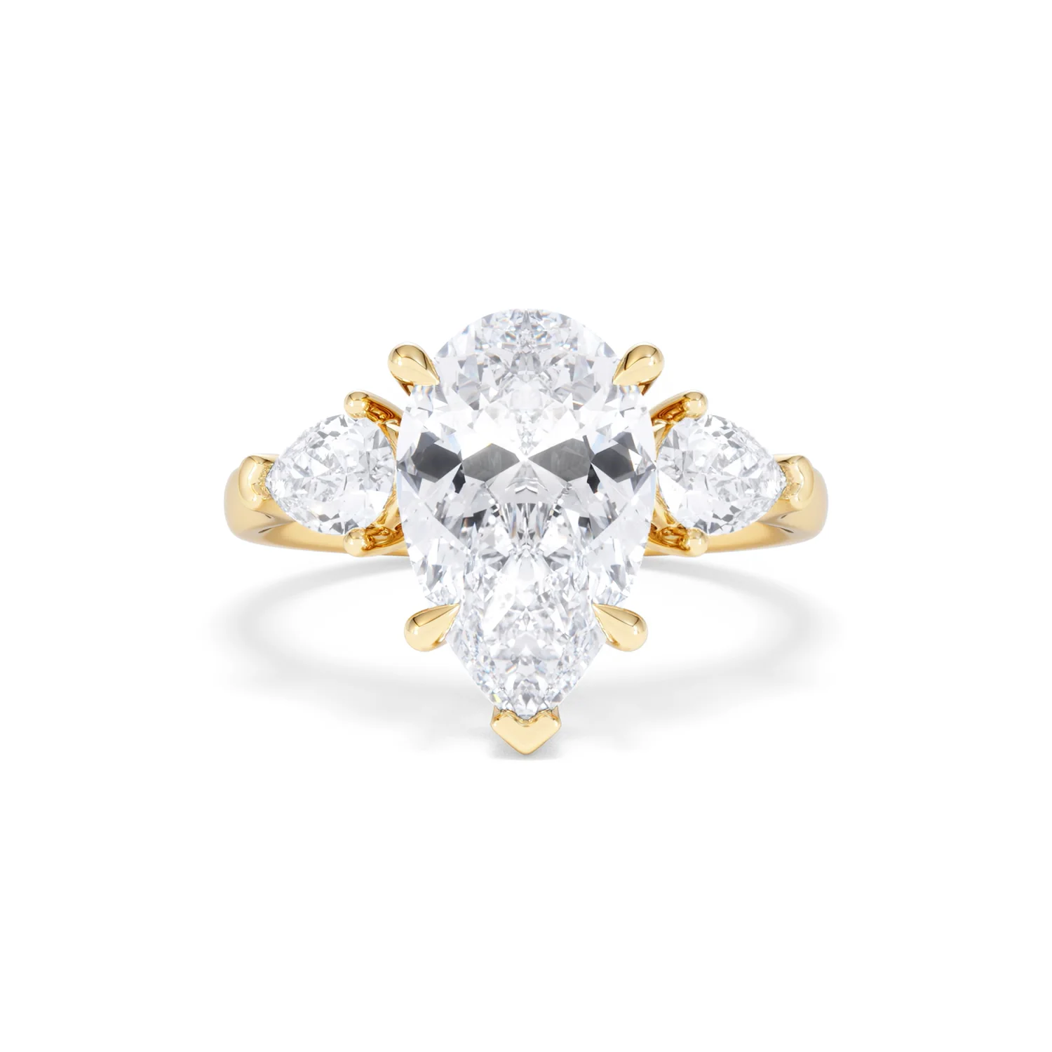 Adore 3.80ct Pear Cut Lab Diamond 3 Stone Engagement Ring in 18K Yellow Gold - Image 7