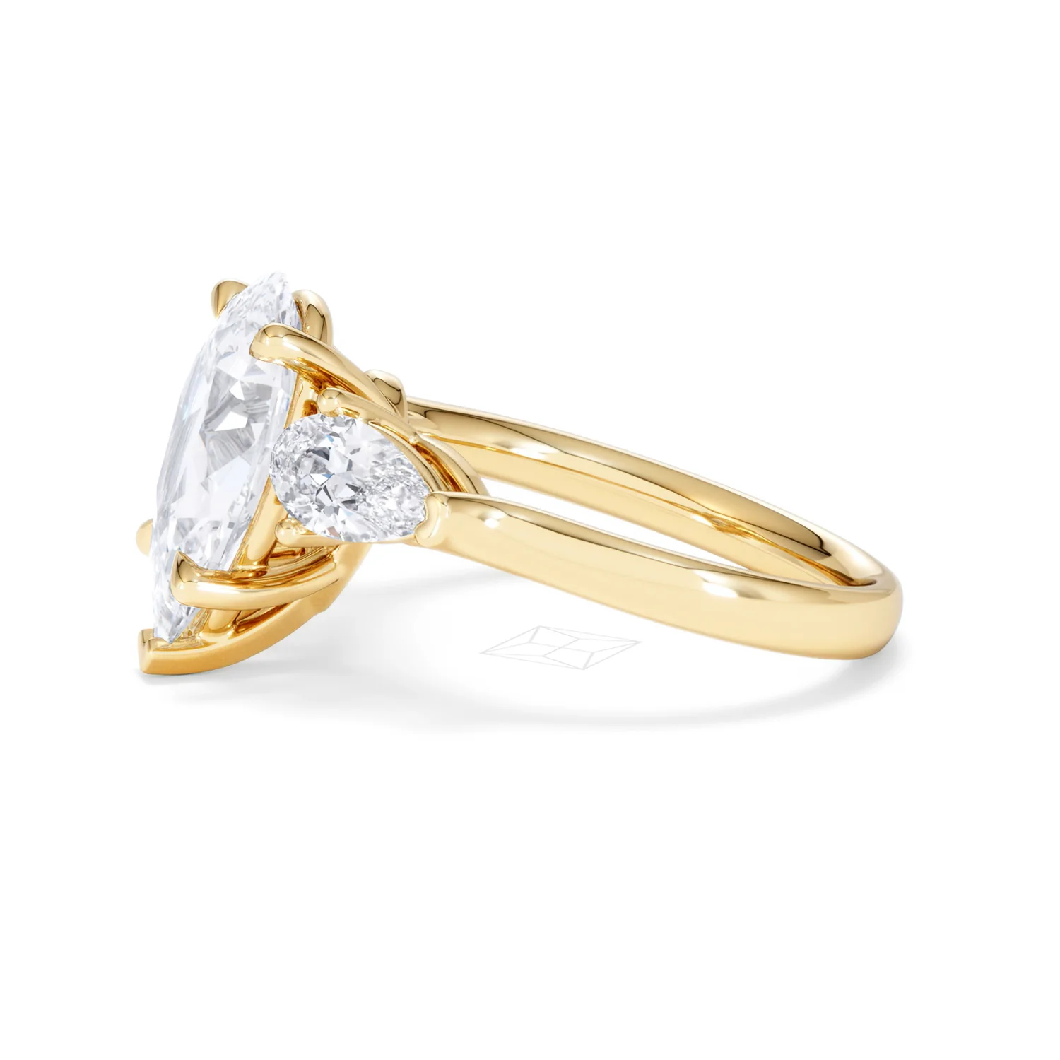 Adore 3.80ct Pear Cut Lab Diamond 3 Stone Engagement Ring in 18K Yellow Gold - Image 70