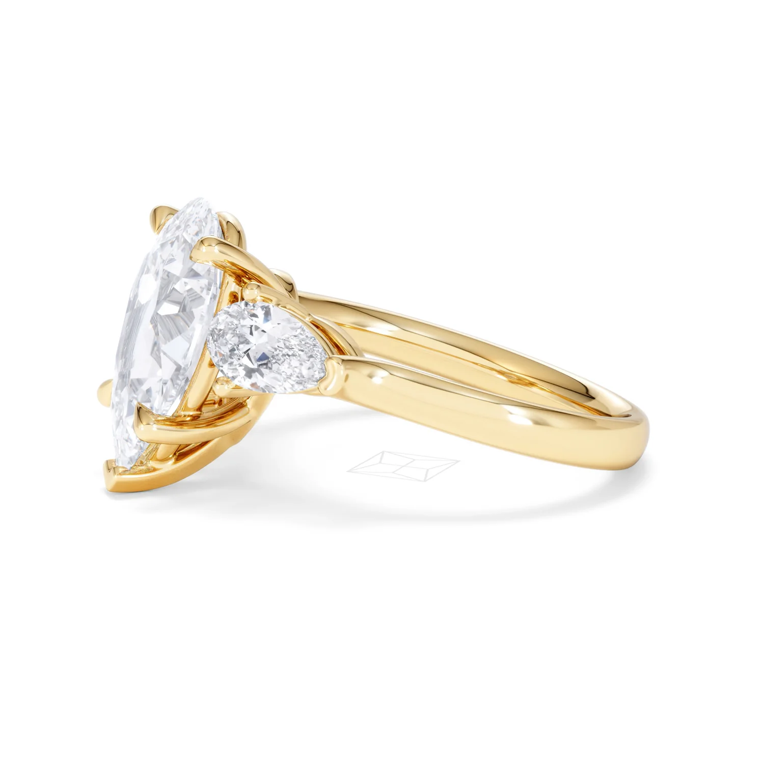 Adore 3.80ct Pear Cut Lab Diamond 3 Stone Engagement Ring in 18K Yellow Gold - Image 71