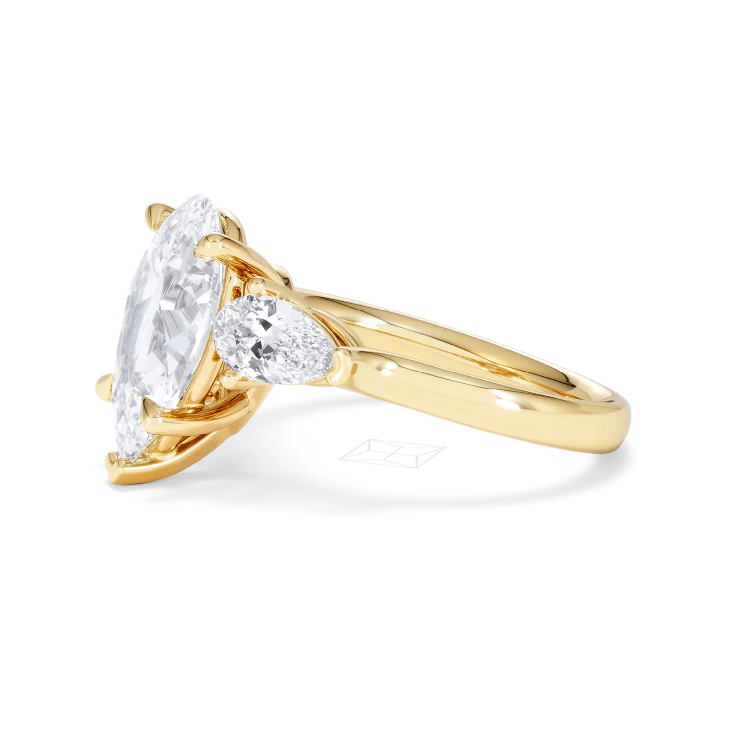 Adore 3.80ct Pear Cut Lab Diamond 3 Stone Engagement Ring in 18K Yellow Gold - Image 72