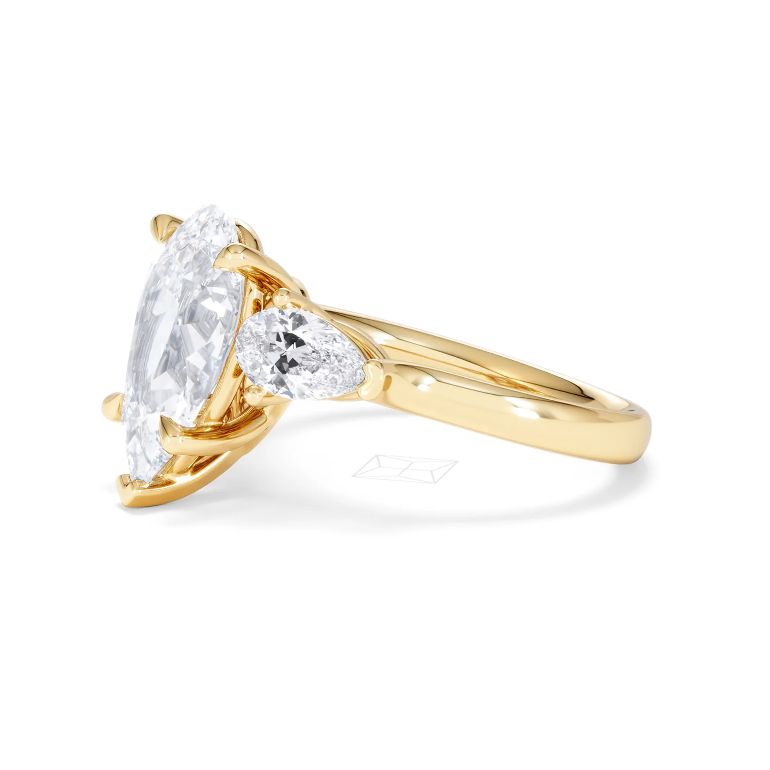 Adore 3.80ct Pear Cut Lab Diamond 3 Stone Engagement Ring in 18K Yellow Gold - Image 73