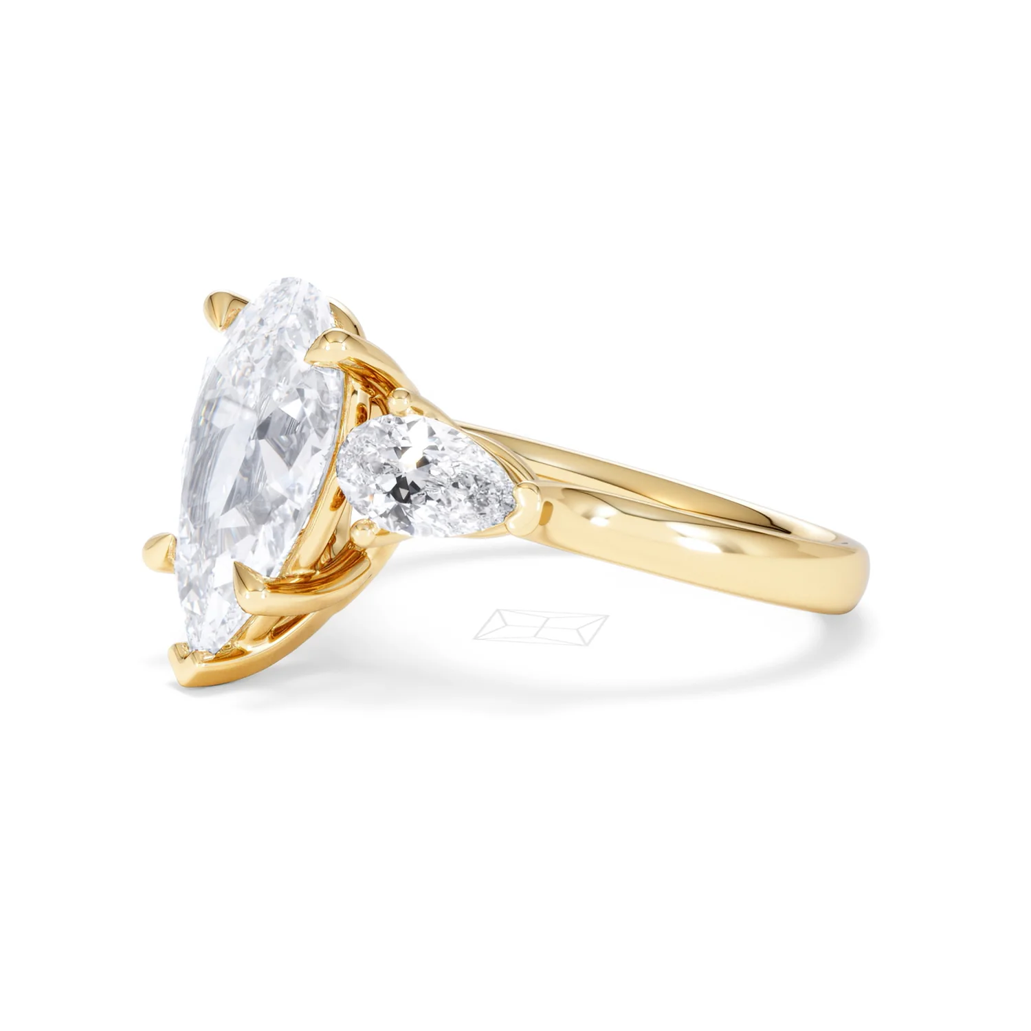 Adore 3.80ct Pear Cut Lab Diamond 3 Stone Engagement Ring in 18K Yellow Gold - Image 74