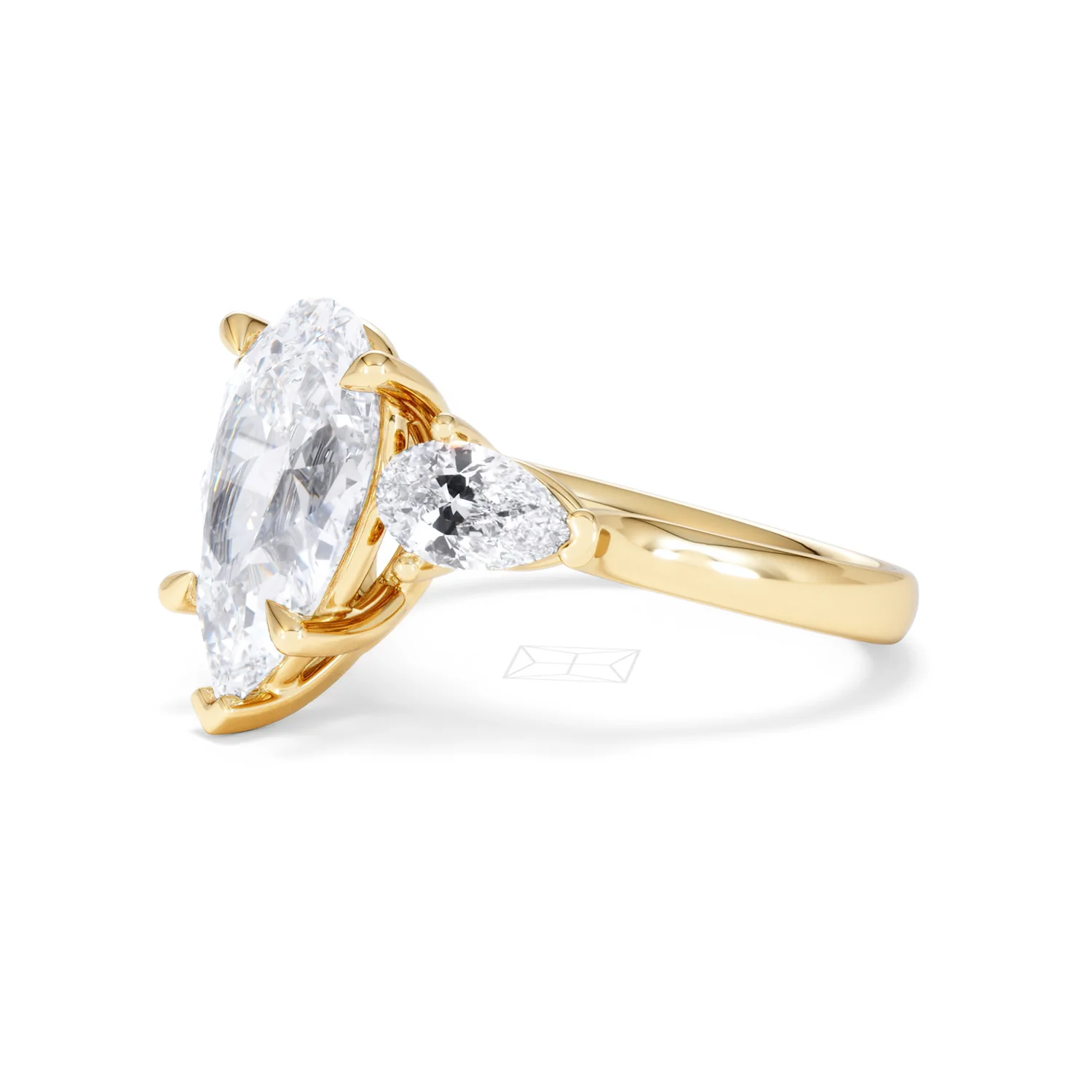 Adore 3.80ct Pear Cut Lab Diamond 3 Stone Engagement Ring in 18K Yellow Gold - Image 75