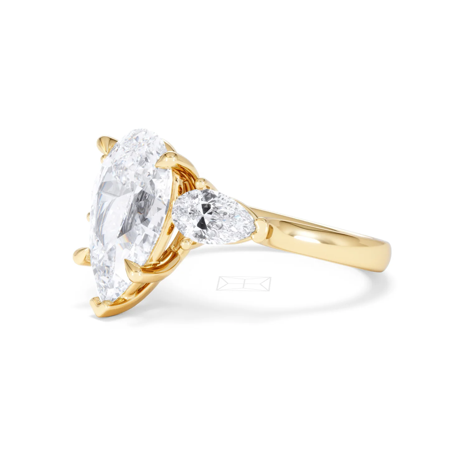 Adore 3.80ct Pear Cut Lab Diamond 3 Stone Engagement Ring in 18K Yellow Gold - Image 76