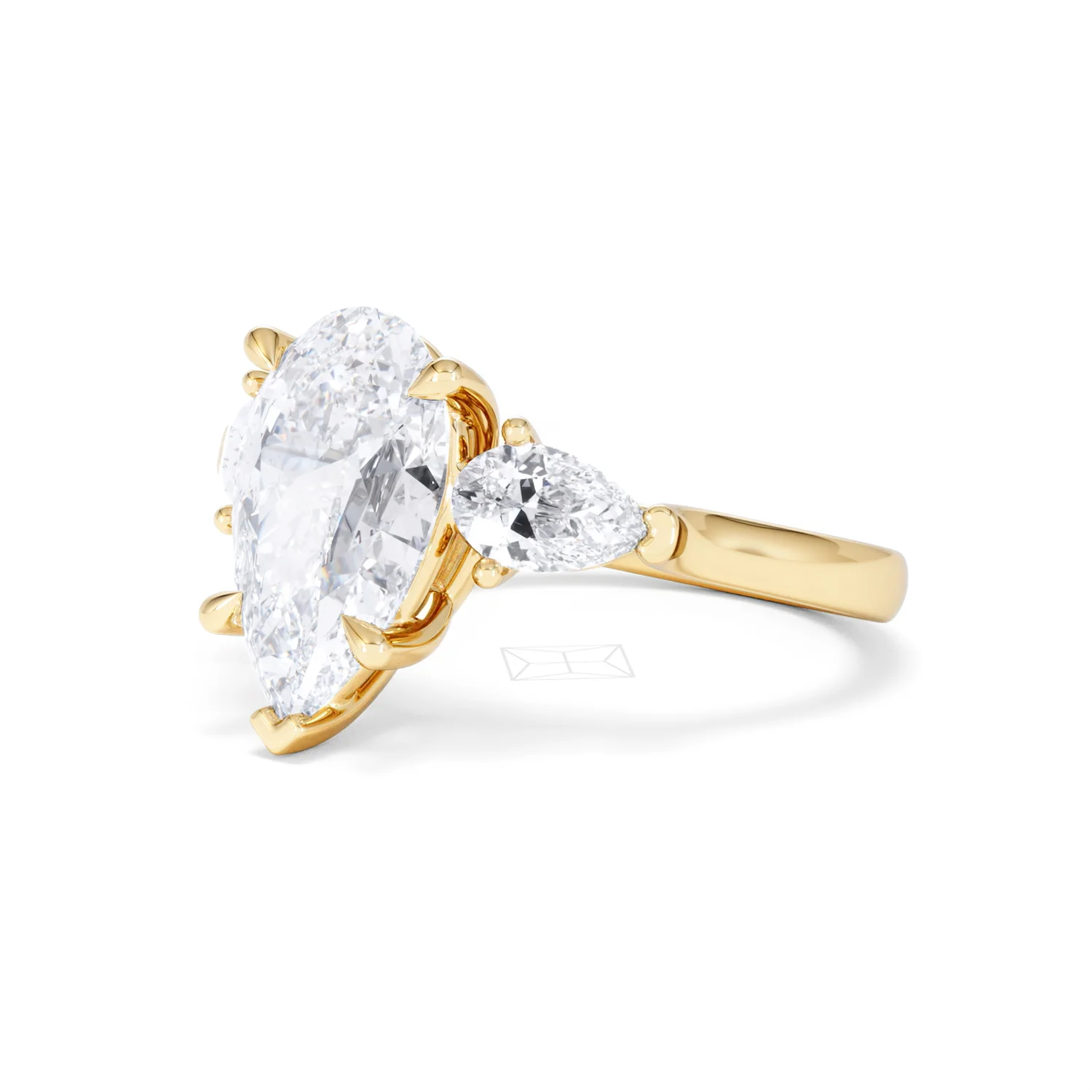 Adore 3.80ct Pear Cut Lab Diamond 3 Stone Engagement Ring in 18K Yellow Gold - Image 78