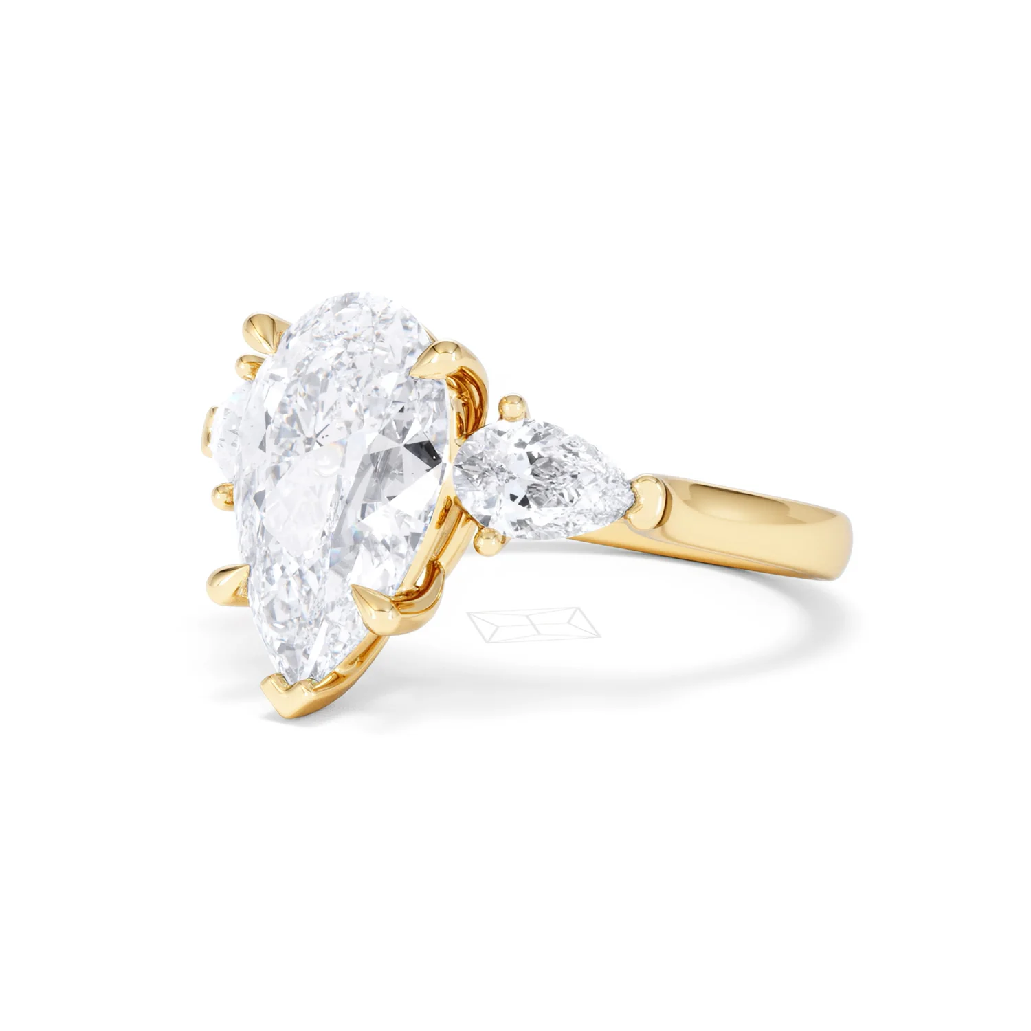 Adore 3.80ct Pear Cut Lab Diamond 3 Stone Engagement Ring in 18K Yellow Gold - Image 79