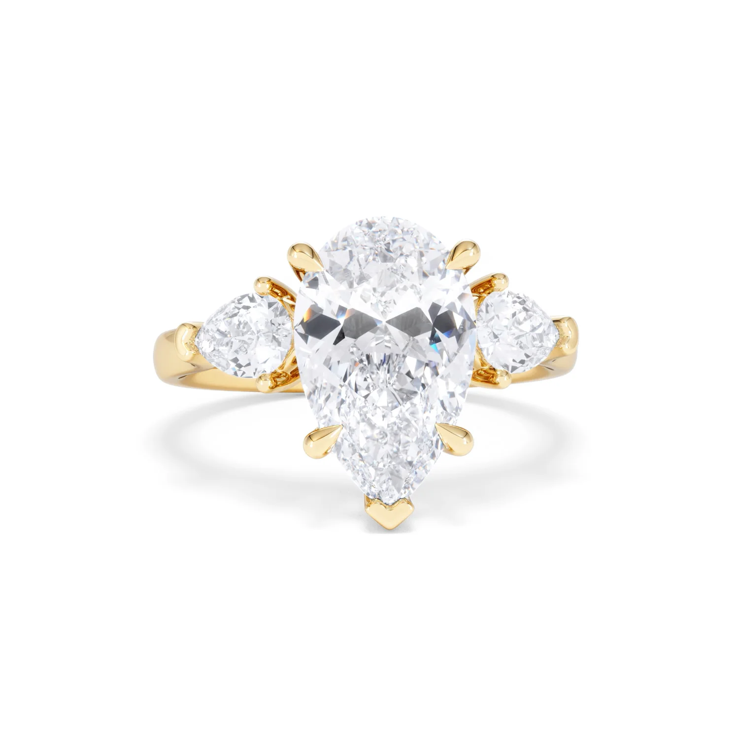 Adore 3.80ct Pear Cut Lab Diamond 3 Stone Engagement Ring in 18K Yellow Gold - Image 8