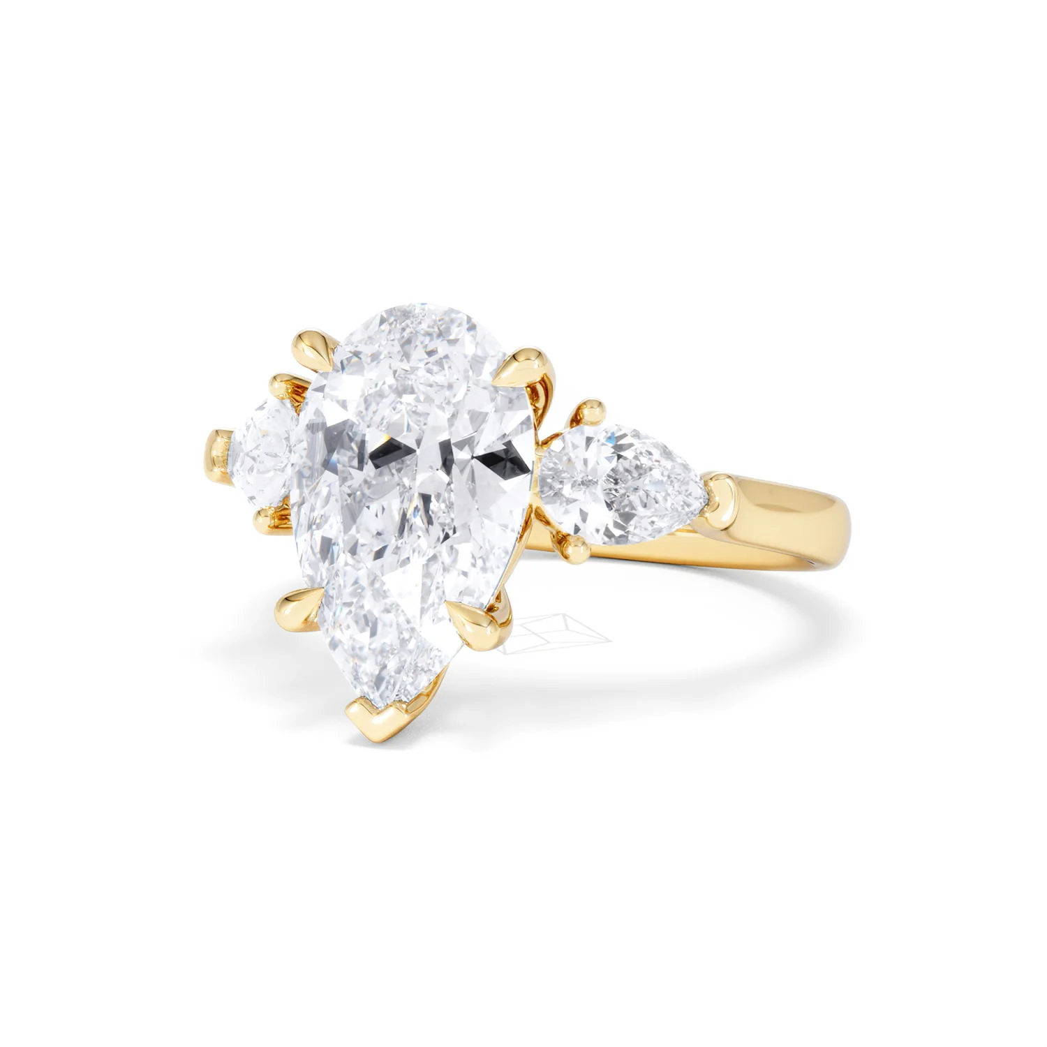 Adore 3.80ct Pear Cut Lab Diamond 3 Stone Engagement Ring in 18K Yellow Gold - Image 82