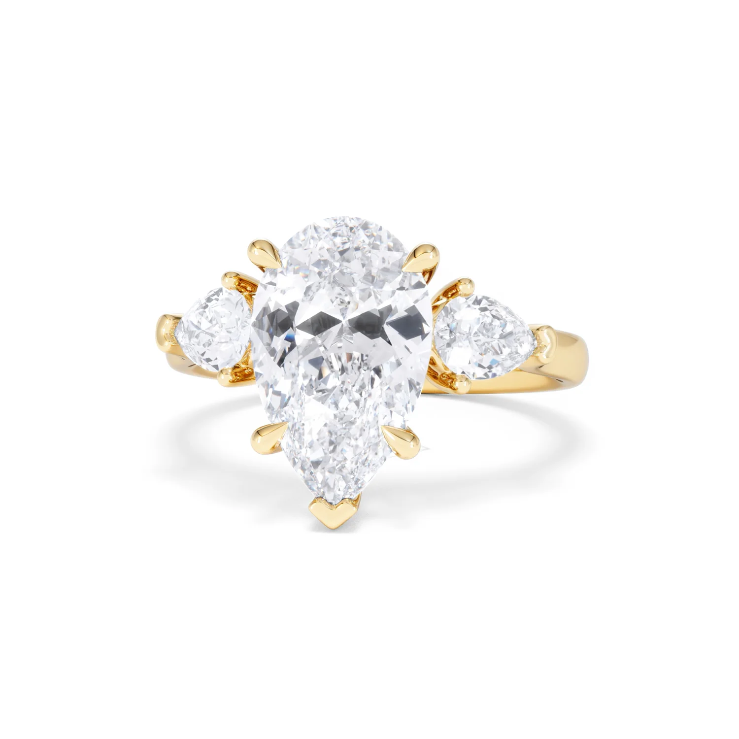 Adore 3.80ct Pear Cut Lab Diamond 3 Stone Engagement Ring in 18K Yellow Gold - Image 85