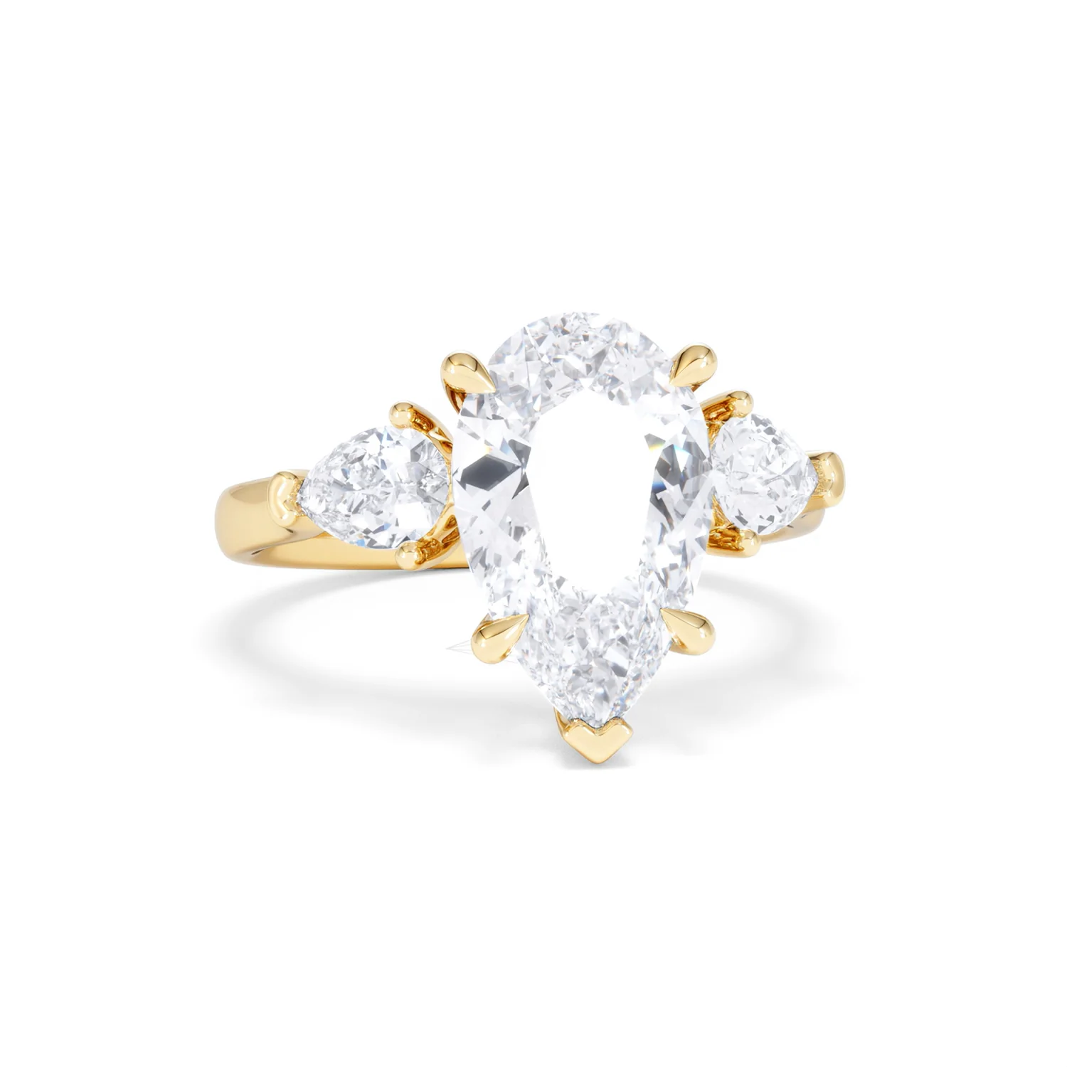 Adore 3.80ct Pear Cut Lab Diamond 3 Stone Engagement Ring in 18K Yellow Gold - Image 9
