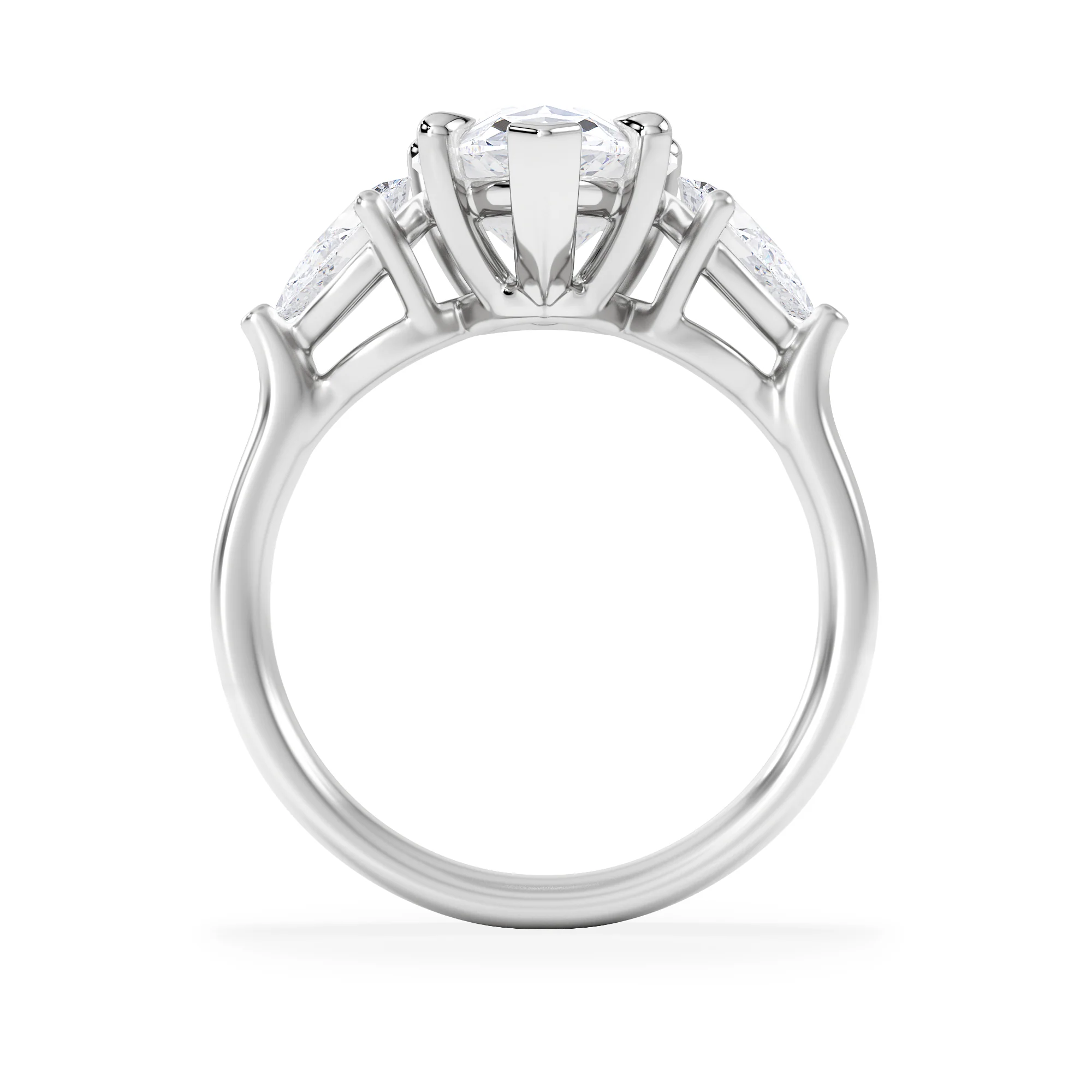 Adore 3.80ct Pear Cut Lab Diamond 3 Stone Engagement Ring in Platinum - Image 3
