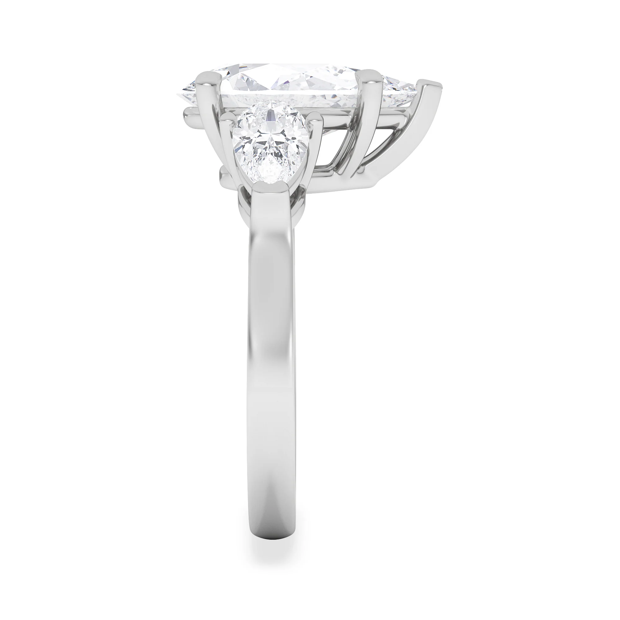 Adore 3.80ct Pear Cut Lab Diamond 3 Stone Engagement Ring in Platinum - Image 5