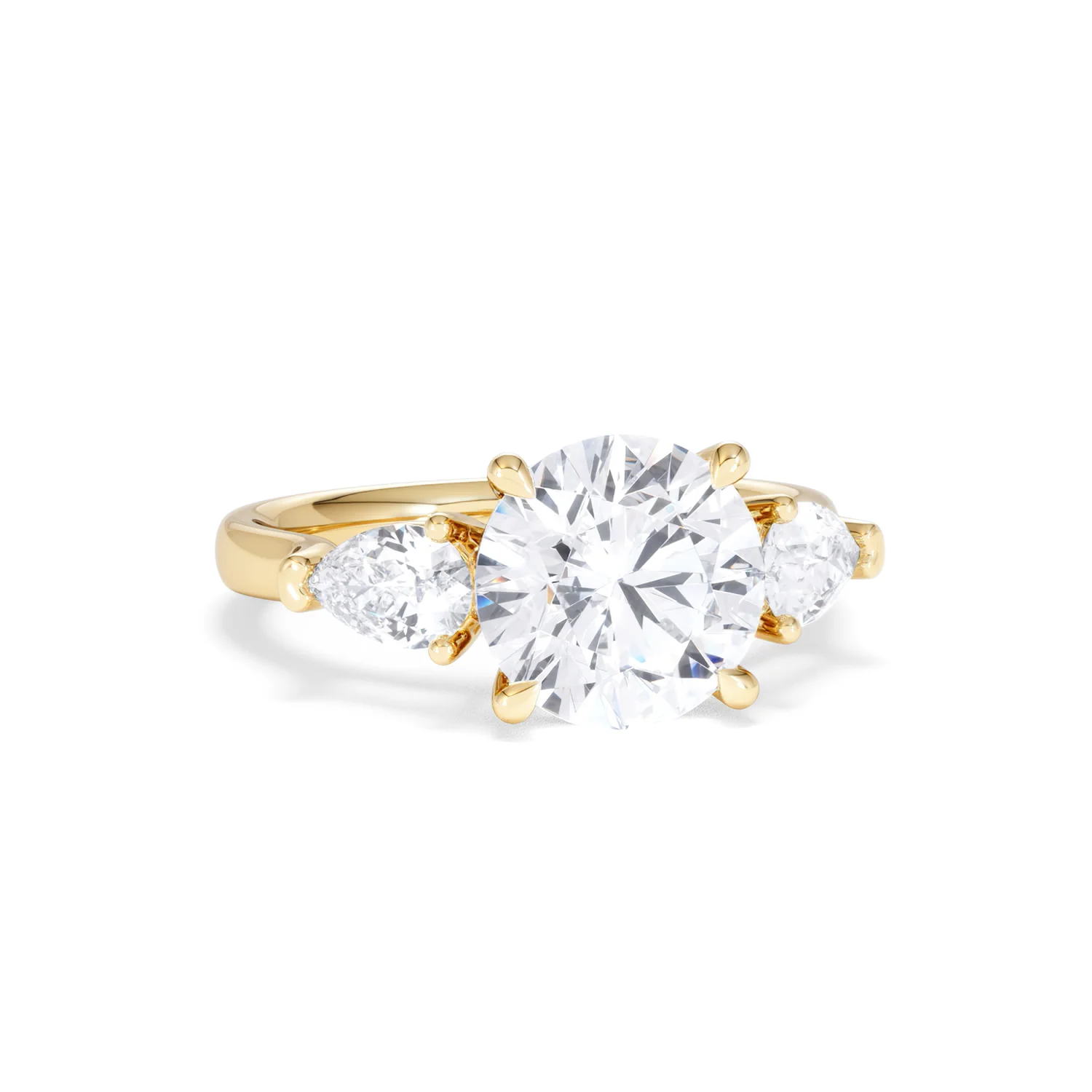 Adore 3.80ct Round Cut Lab Diamond 3 Stone Engagement Ring in 18K Yellow Gold - Image 10