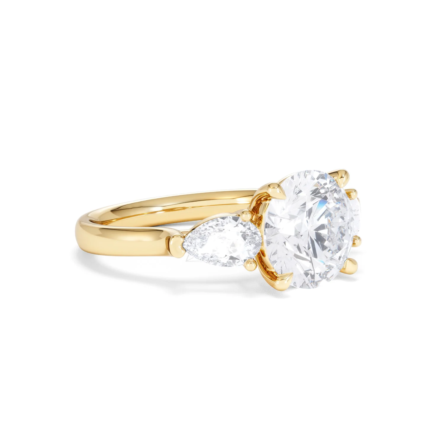 Adore 3.80ct Round Cut Lab Diamond 3 Stone Engagement Ring in 18K Yellow Gold - Image 16