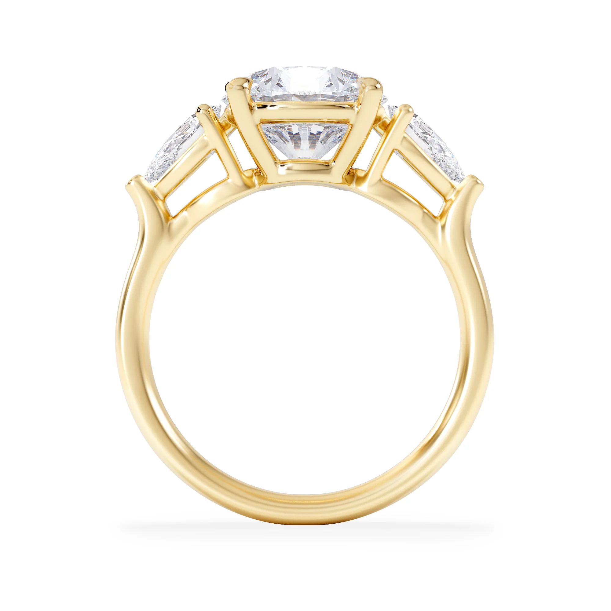 Adore 3.80ct Round Cut Lab Diamond 3 Stone Engagement Ring in 18K Yellow Gold - Image 3