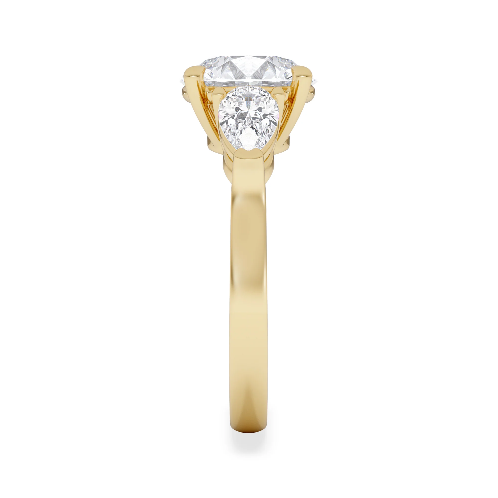 Adore 3.80ct Round Cut Lab Diamond 3 Stone Engagement Ring in 18K Yellow Gold - Image 5
