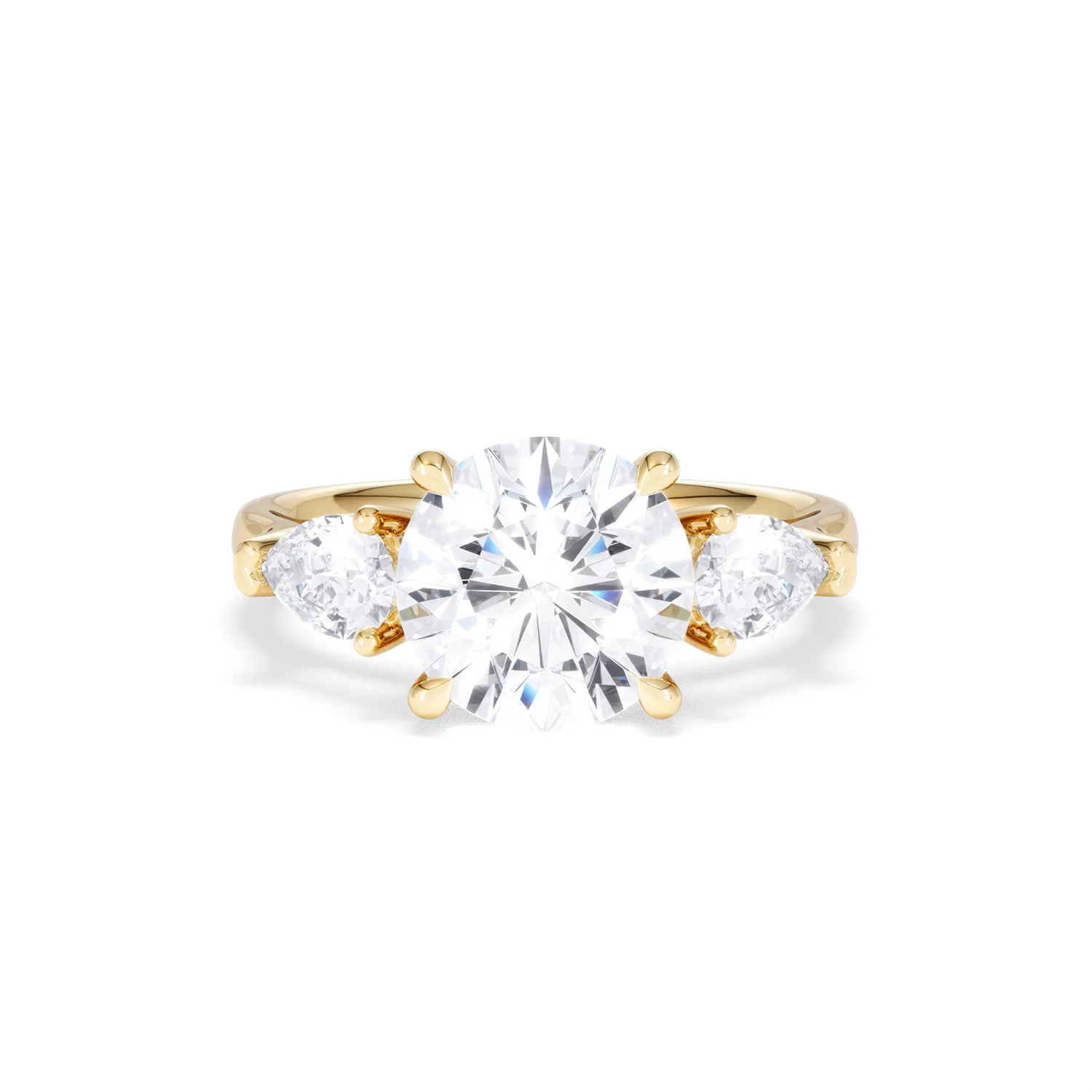 Adore 3.80ct Round Cut Lab Diamond 3 Stone Engagement Ring in 18K Yellow Gold - Image 7