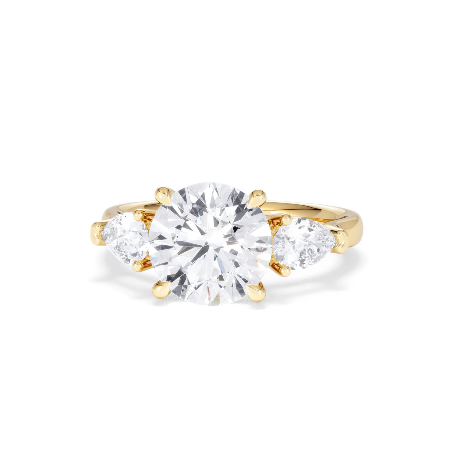 Adore 3.80ct Round Cut Lab Diamond 3 Stone Engagement Ring in 18K Yellow Gold - Image 85