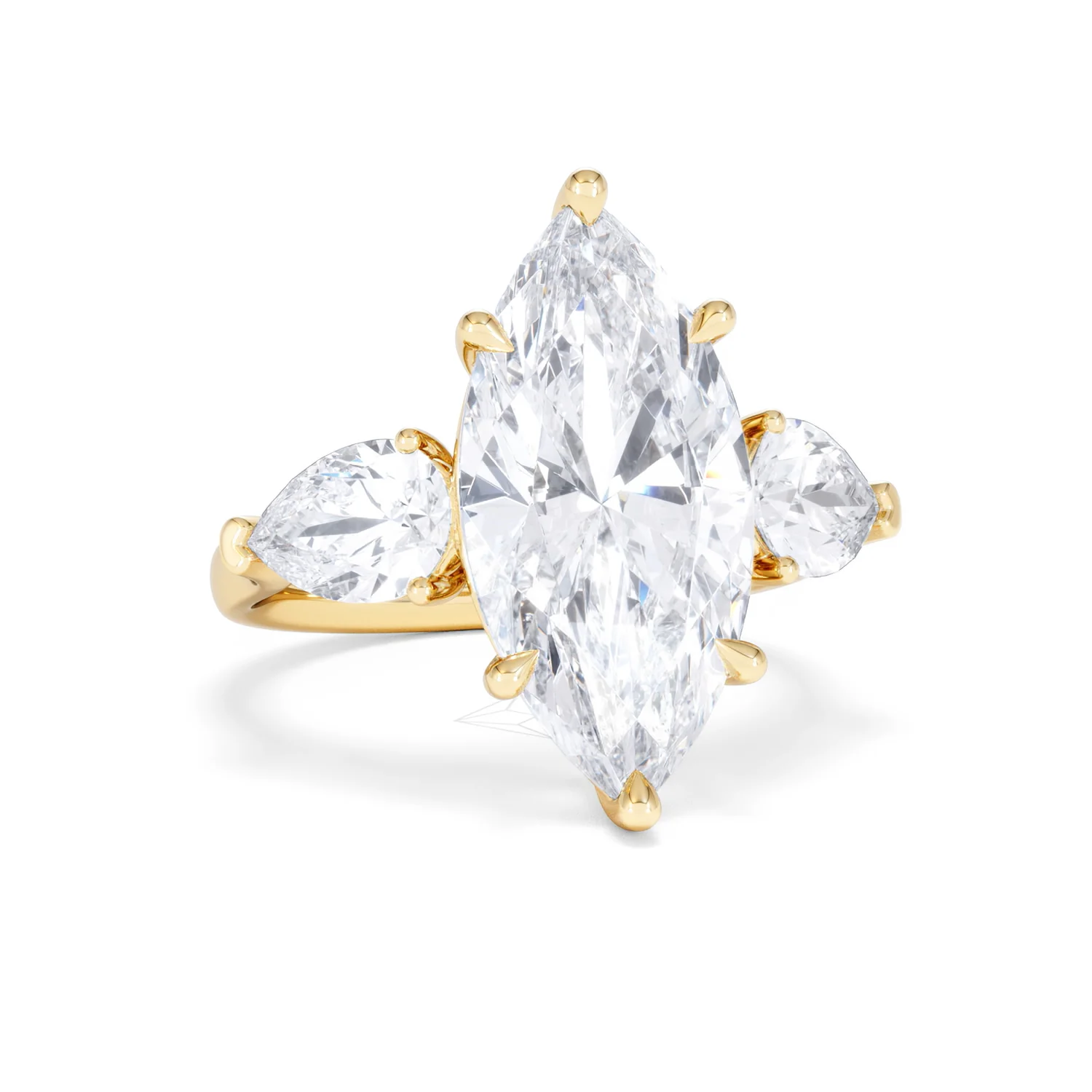 Adore 6.00ct Marquise Cut Lab Diamond 3 Stone Engagement Ring in 18K Yellow Gold - Image 10
