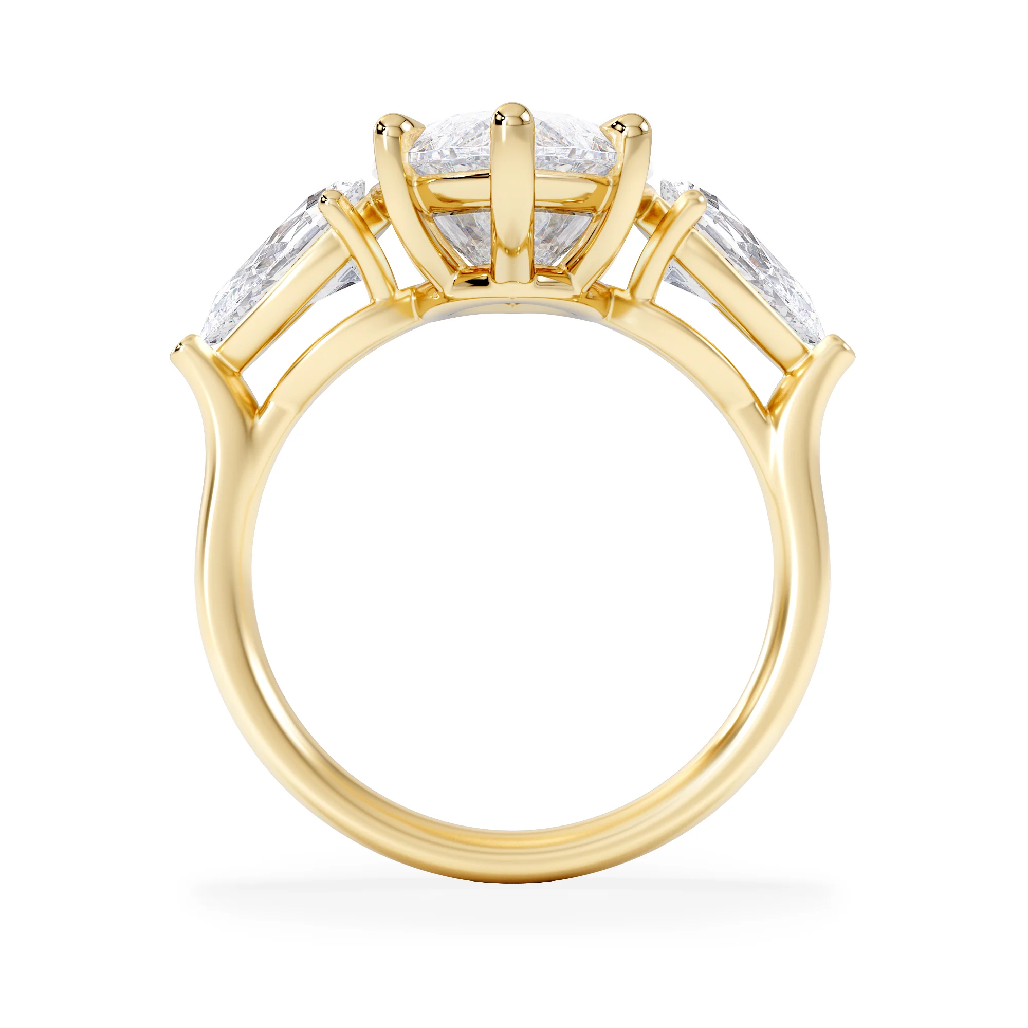 Adore 6.00ct Marquise Cut Lab Diamond 3 Stone Engagement Ring in 18K Yellow Gold - Image 3