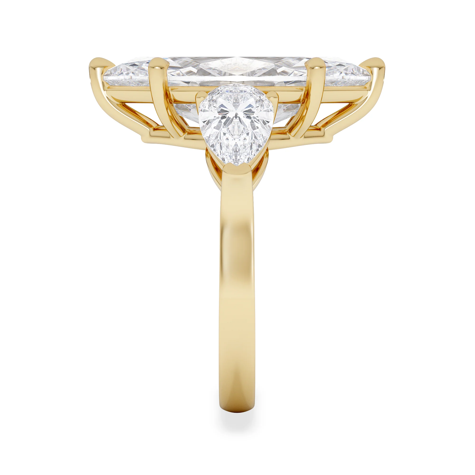 Adore 6.00ct Marquise Cut Lab Diamond 3 Stone Engagement Ring in 18K Yellow Gold - Image 5