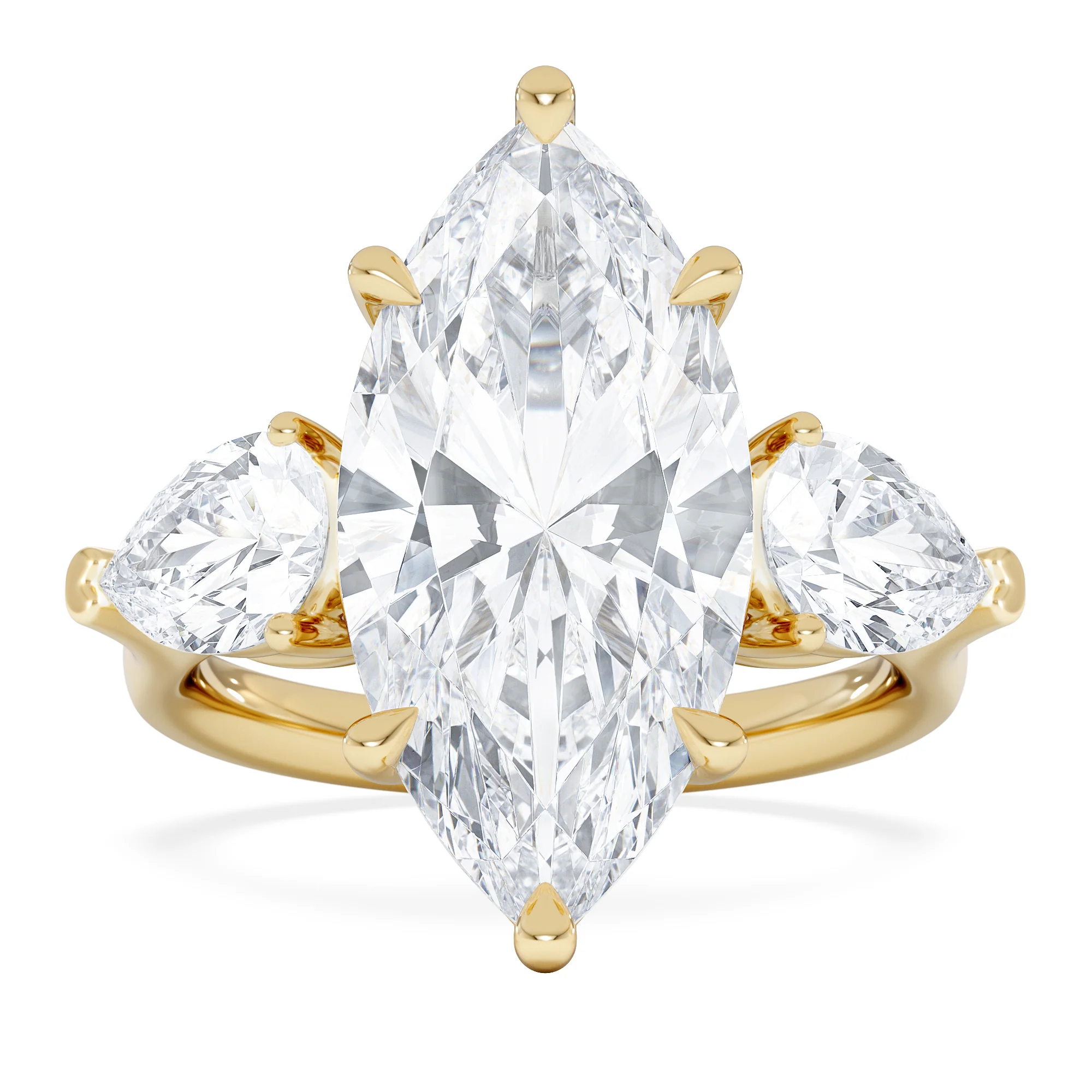 Adore 6.00ct Marquise Cut Lab Diamond 3 Stone Engagement Ring in 18K Yellow Gold - Image 6