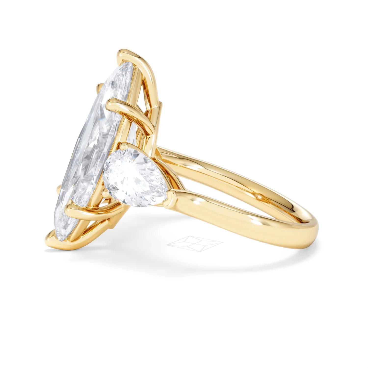 Adore 6.00ct Marquise Cut Lab Diamond 3 Stone Engagement Ring in 18K Yellow Gold - Image 69
