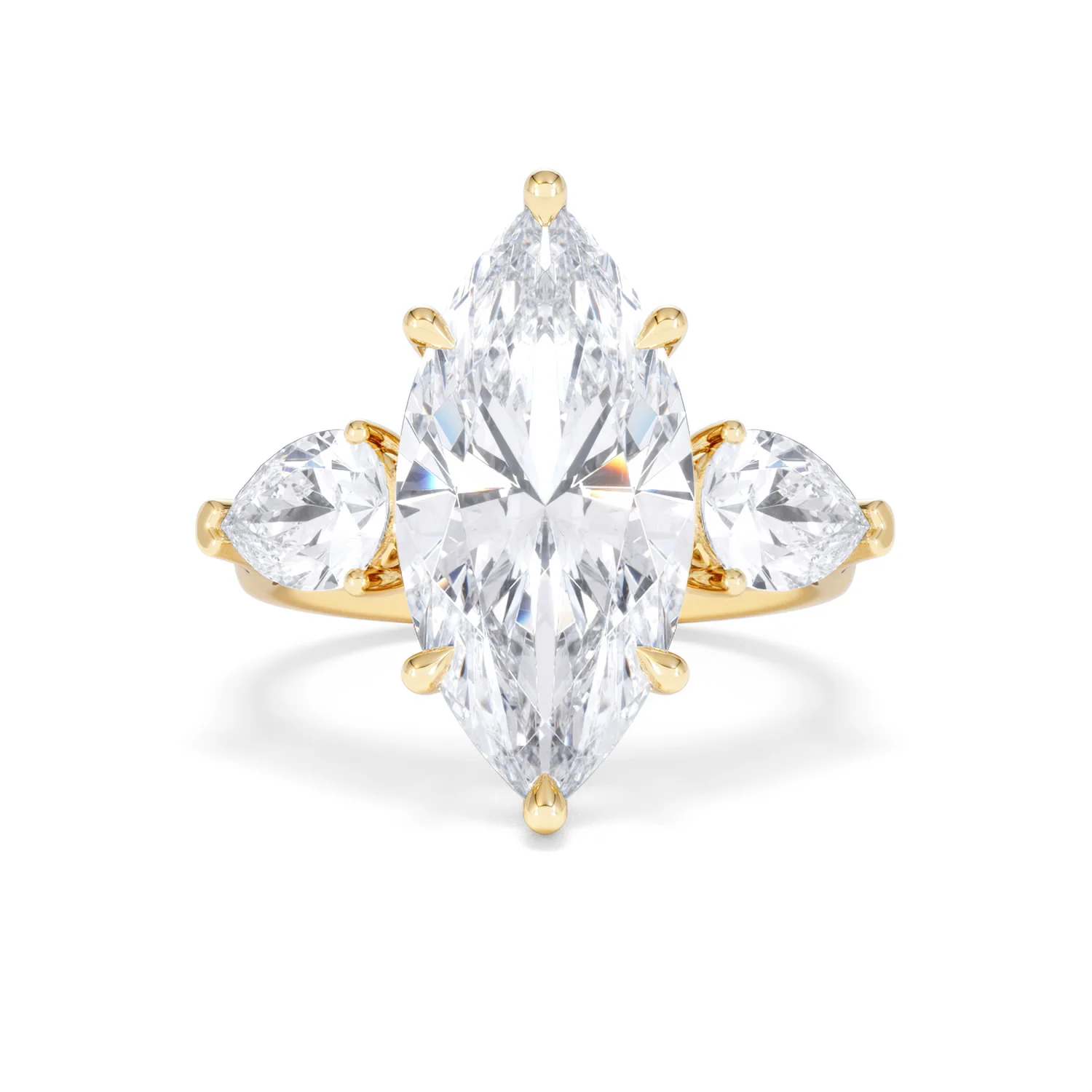 Adore 6.00ct Marquise Cut Lab Diamond 3 Stone Engagement Ring in 18K Yellow Gold - Image 7