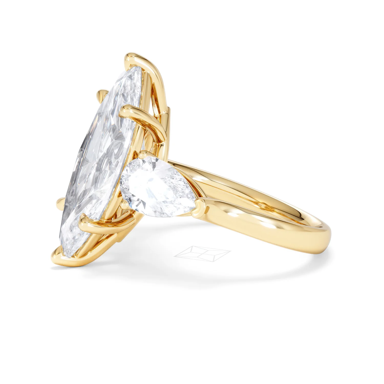 Adore 6.00ct Marquise Cut Lab Diamond 3 Stone Engagement Ring in 18K Yellow Gold - Image 71