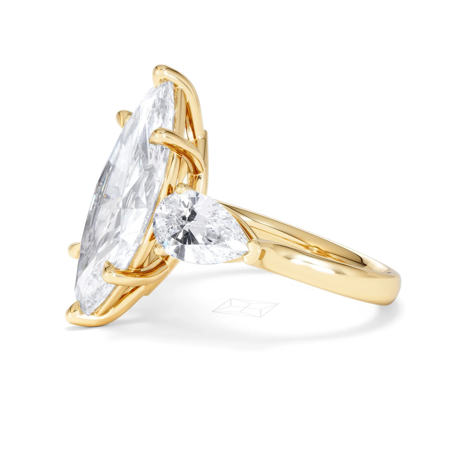 Adore 6.00ct Marquise Cut Lab Diamond 3 Stone Engagement Ring in 18K Yellow Gold - Image 72