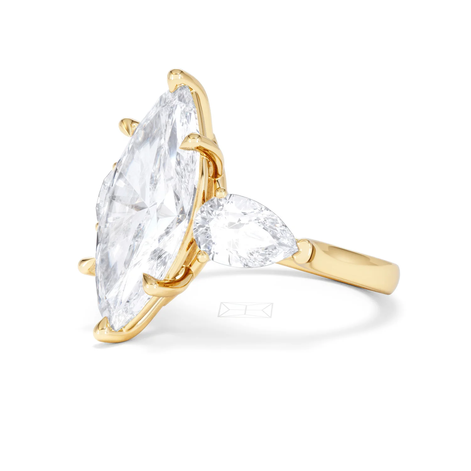 Adore 6.00ct Marquise Cut Lab Diamond 3 Stone Engagement Ring in 18K Yellow Gold - Image 76