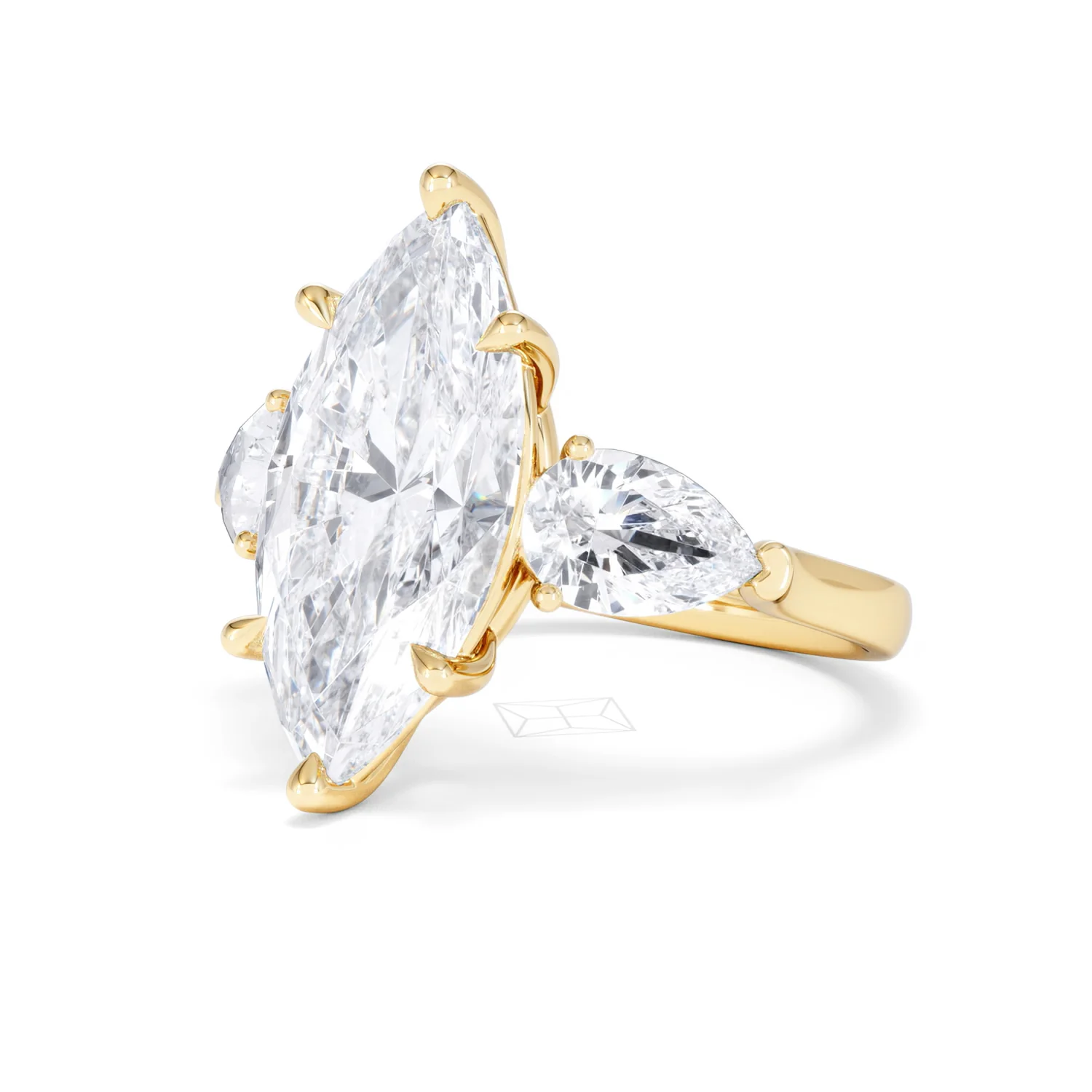 Adore 6.00ct Marquise Cut Lab Diamond 3 Stone Engagement Ring in 18K Yellow Gold - Image 79