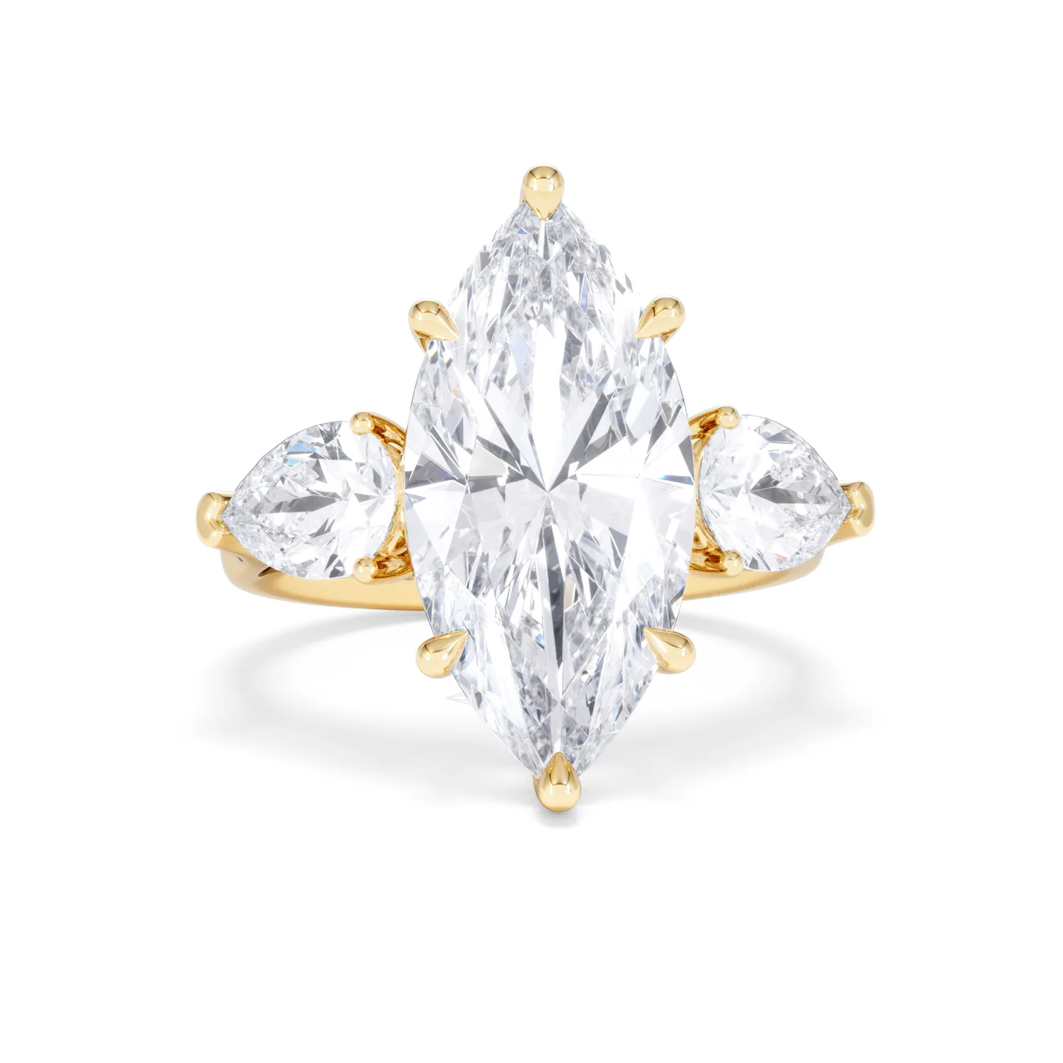 Adore 6.00ct Marquise Cut Lab Diamond 3 Stone Engagement Ring in 18K Yellow Gold - Image 8
