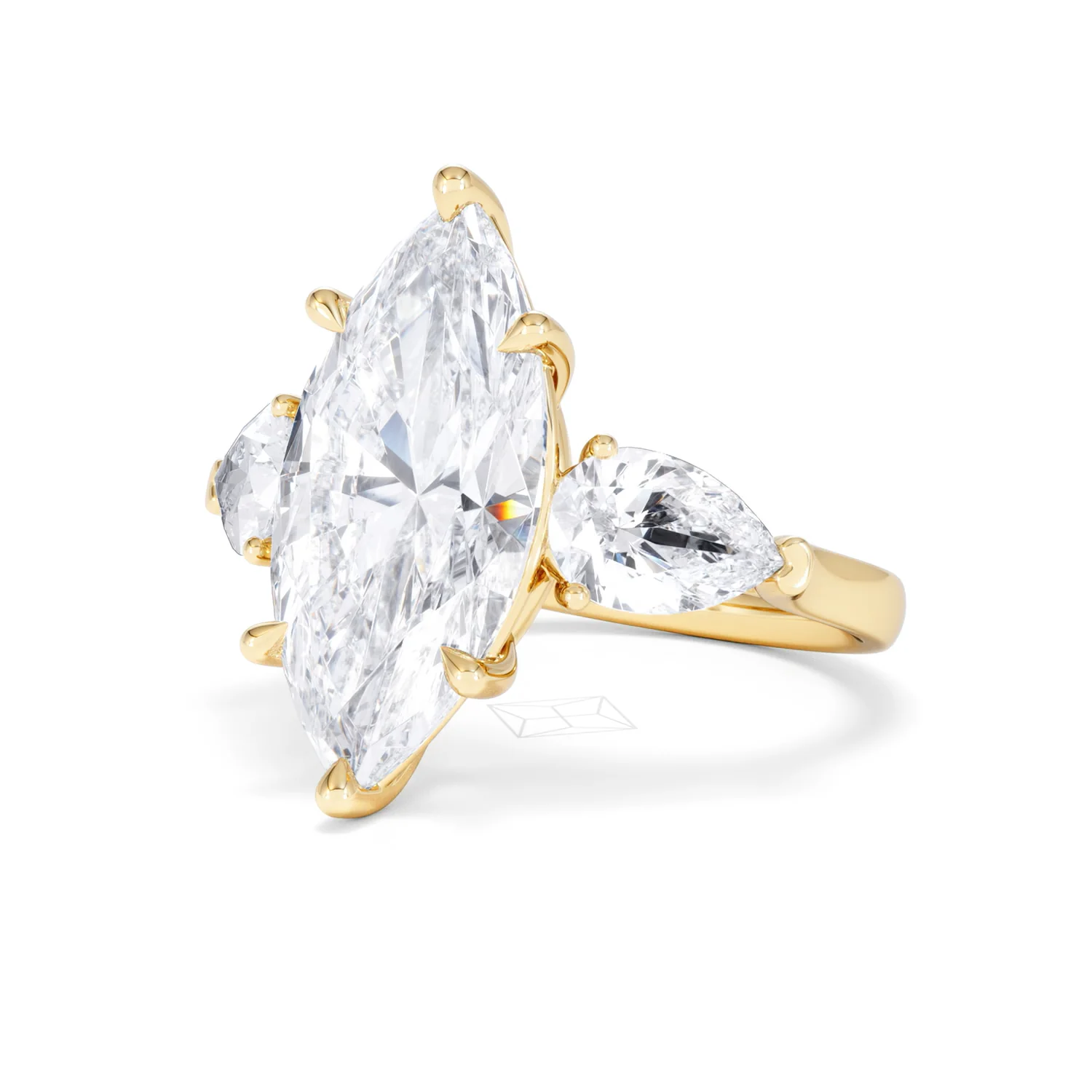 Adore 6.00ct Marquise Cut Lab Diamond 3 Stone Engagement Ring in 18K Yellow Gold - Image 80