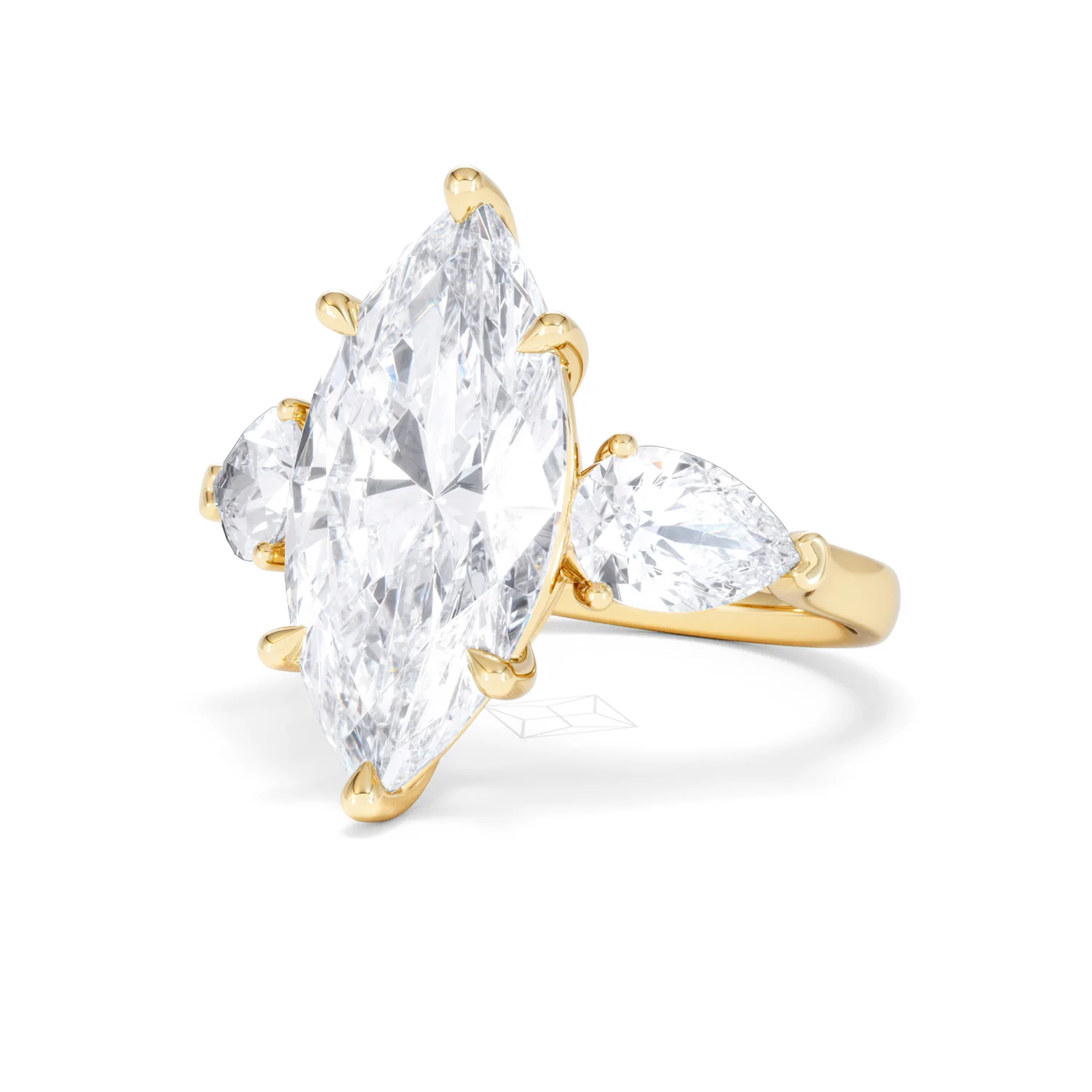Adore 6.00ct Marquise Cut Lab Diamond 3 Stone Engagement Ring in 18K Yellow Gold - Image 81