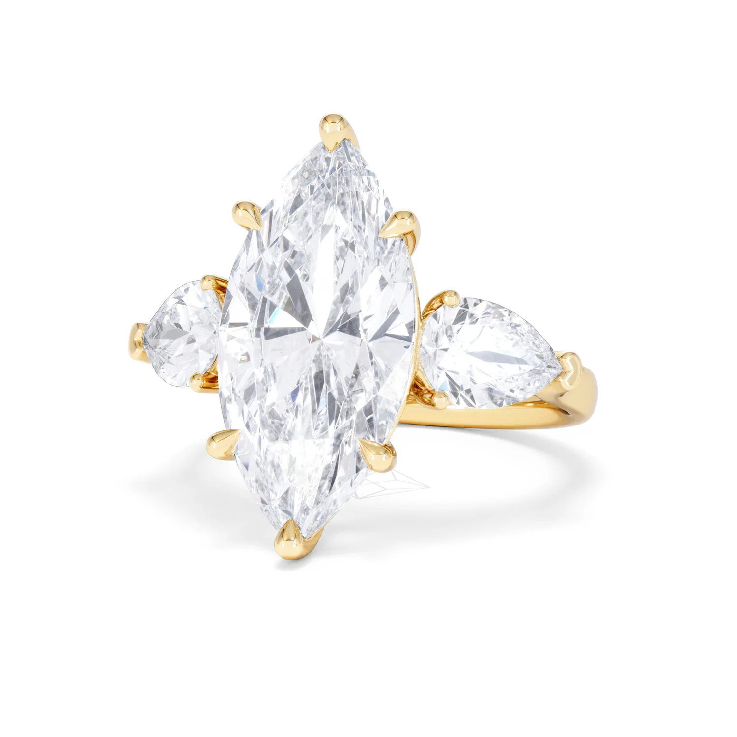 Adore 6.00ct Marquise Cut Lab Diamond 3 Stone Engagement Ring in 18K Yellow Gold - Image 83
