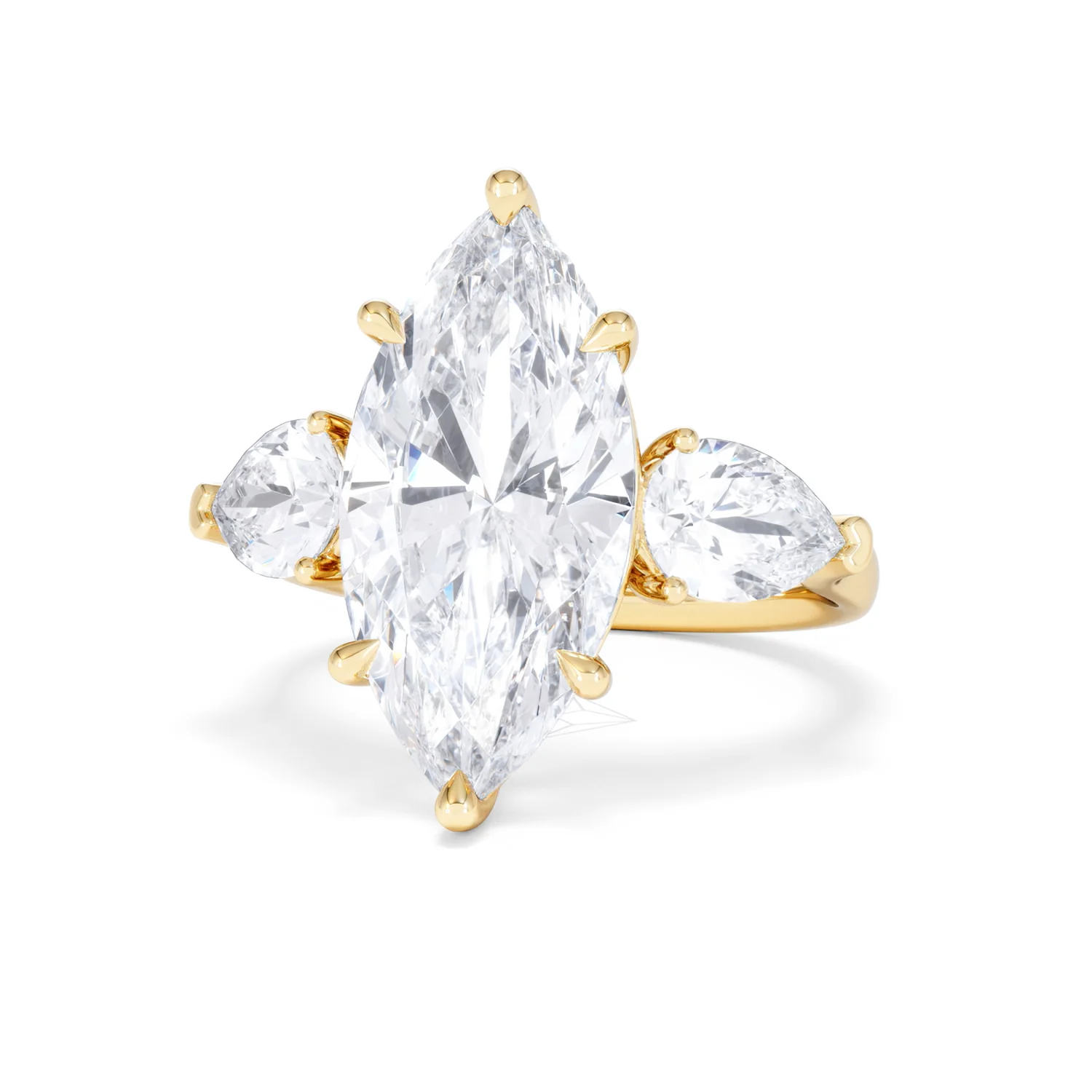 Adore 6.00ct Marquise Cut Lab Diamond 3 Stone Engagement Ring in 18K Yellow Gold - Image 84
