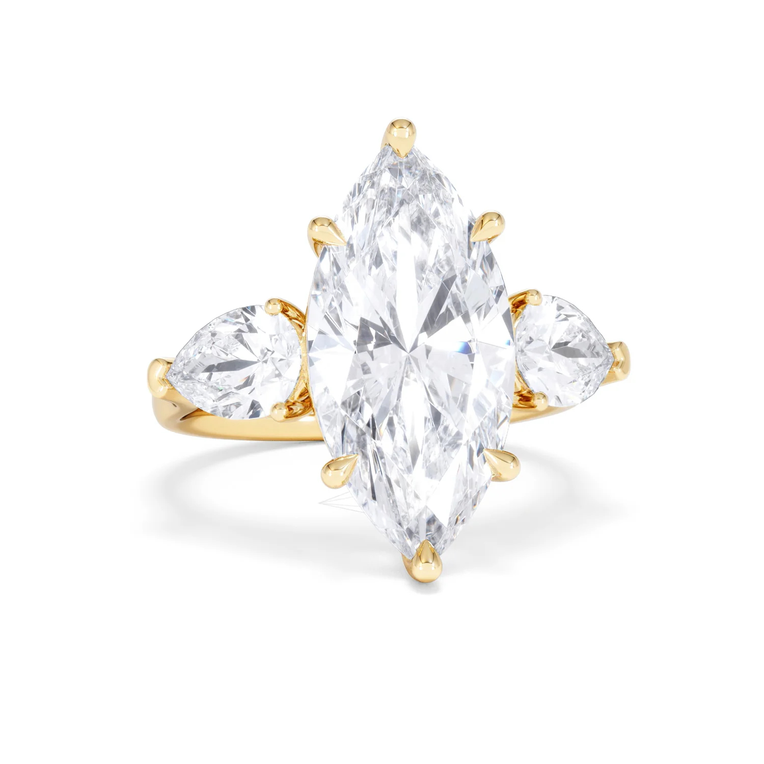 Adore 6.00ct Marquise Cut Lab Diamond 3 Stone Engagement Ring in 18K Yellow Gold - Image 9