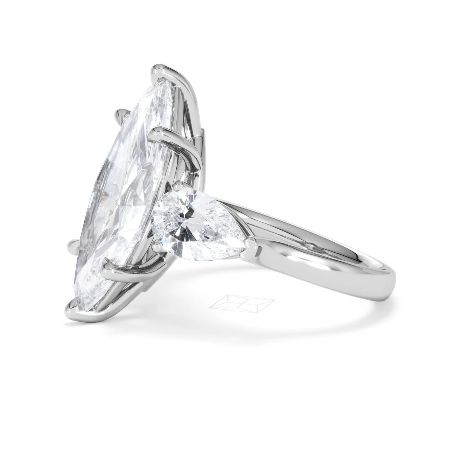 Adore 6.00ct Marquise Cut Lab Diamond 3 Stone Engagement Ring in Platinum - Image 72