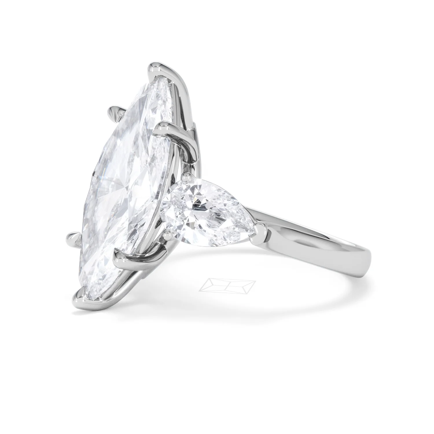 Adore 6.00ct Marquise Cut Lab Diamond 3 Stone Engagement Ring in Platinum - Image 74