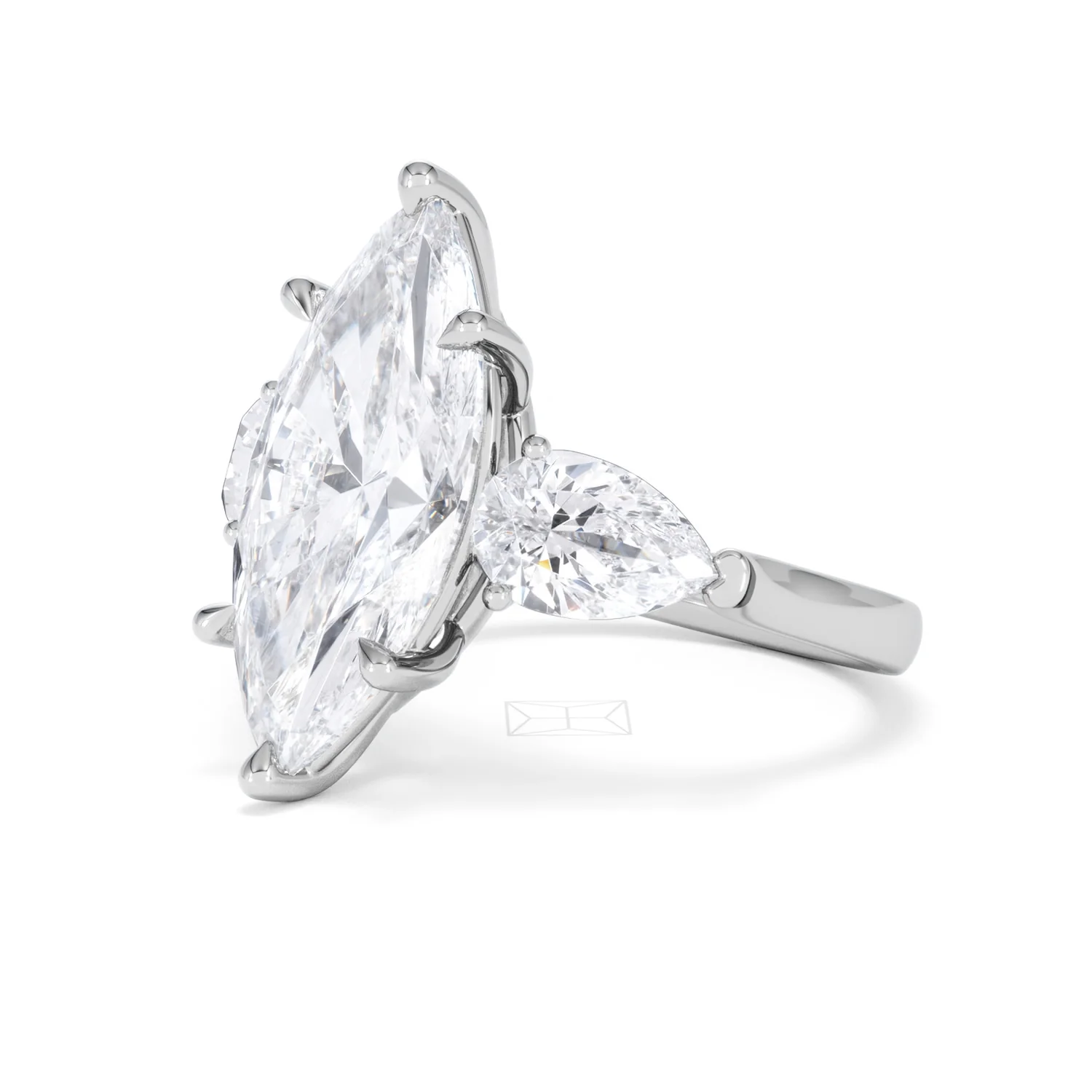 Adore 6.00ct Marquise Cut Lab Diamond 3 Stone Engagement Ring in Platinum - Image 77