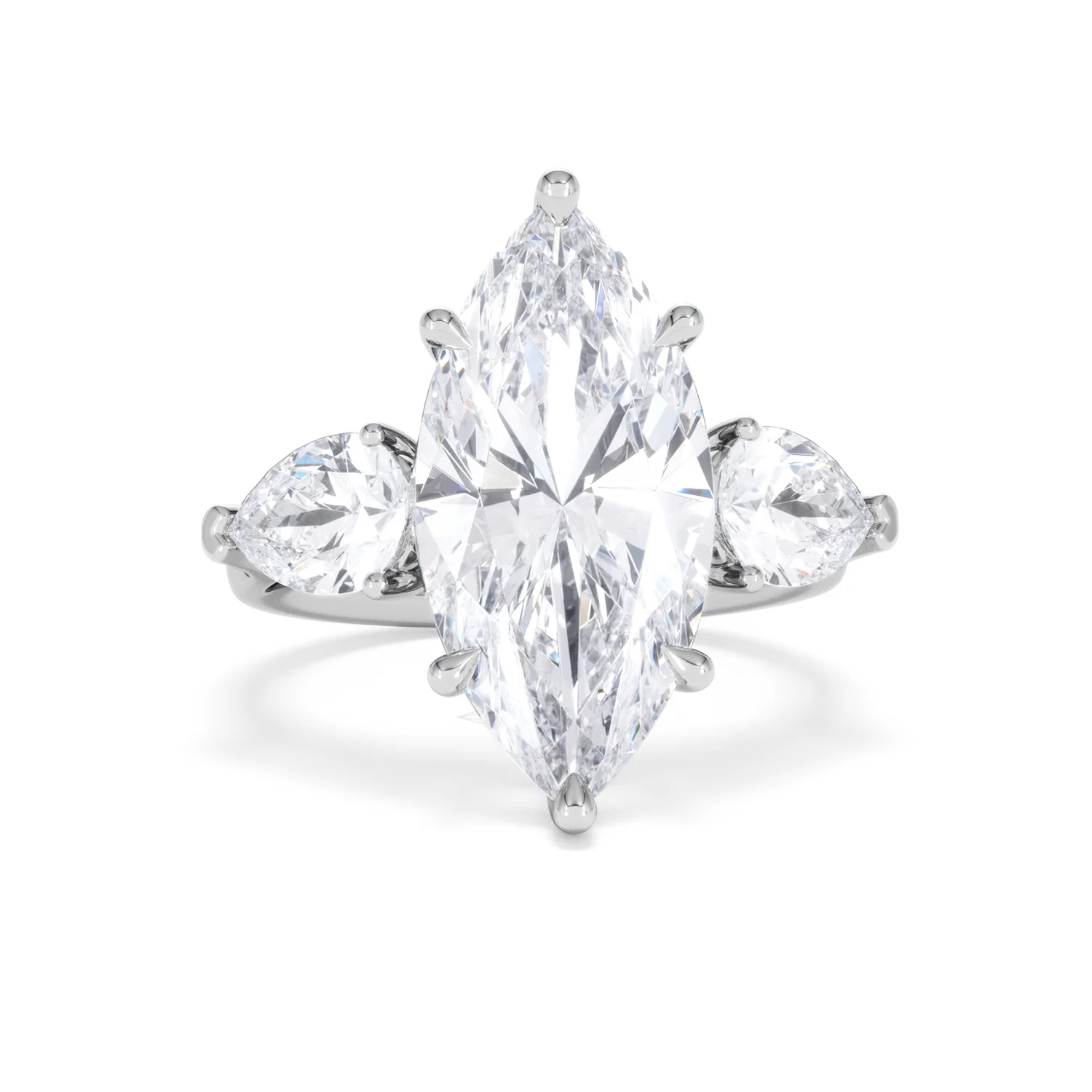 Adore 6.00ct Marquise Cut Lab Diamond 3 Stone Engagement Ring in Platinum - Image 8