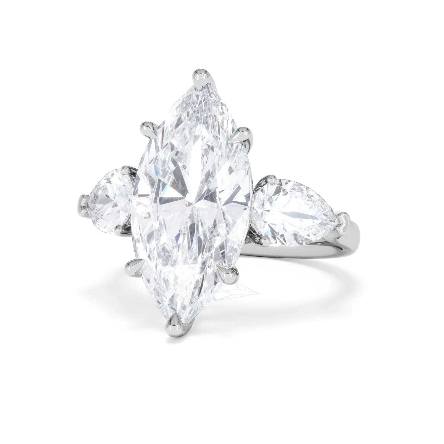 Adore 6.00ct Marquise Cut Lab Diamond 3 Stone Engagement Ring in Platinum - Image 83