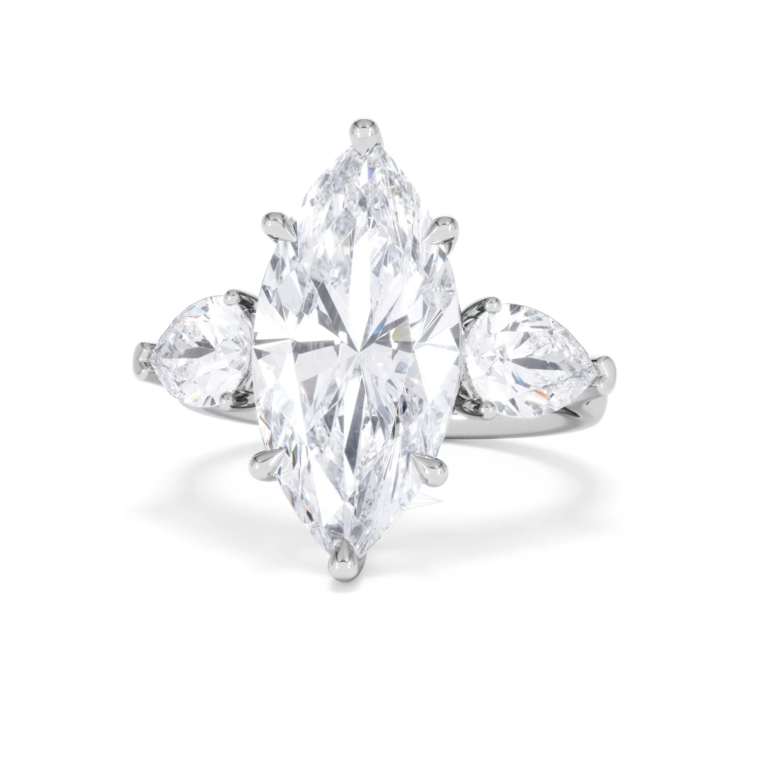 Adore 6.00ct Marquise Cut Lab Diamond 3 Stone Engagement Ring in Platinum - Image 85