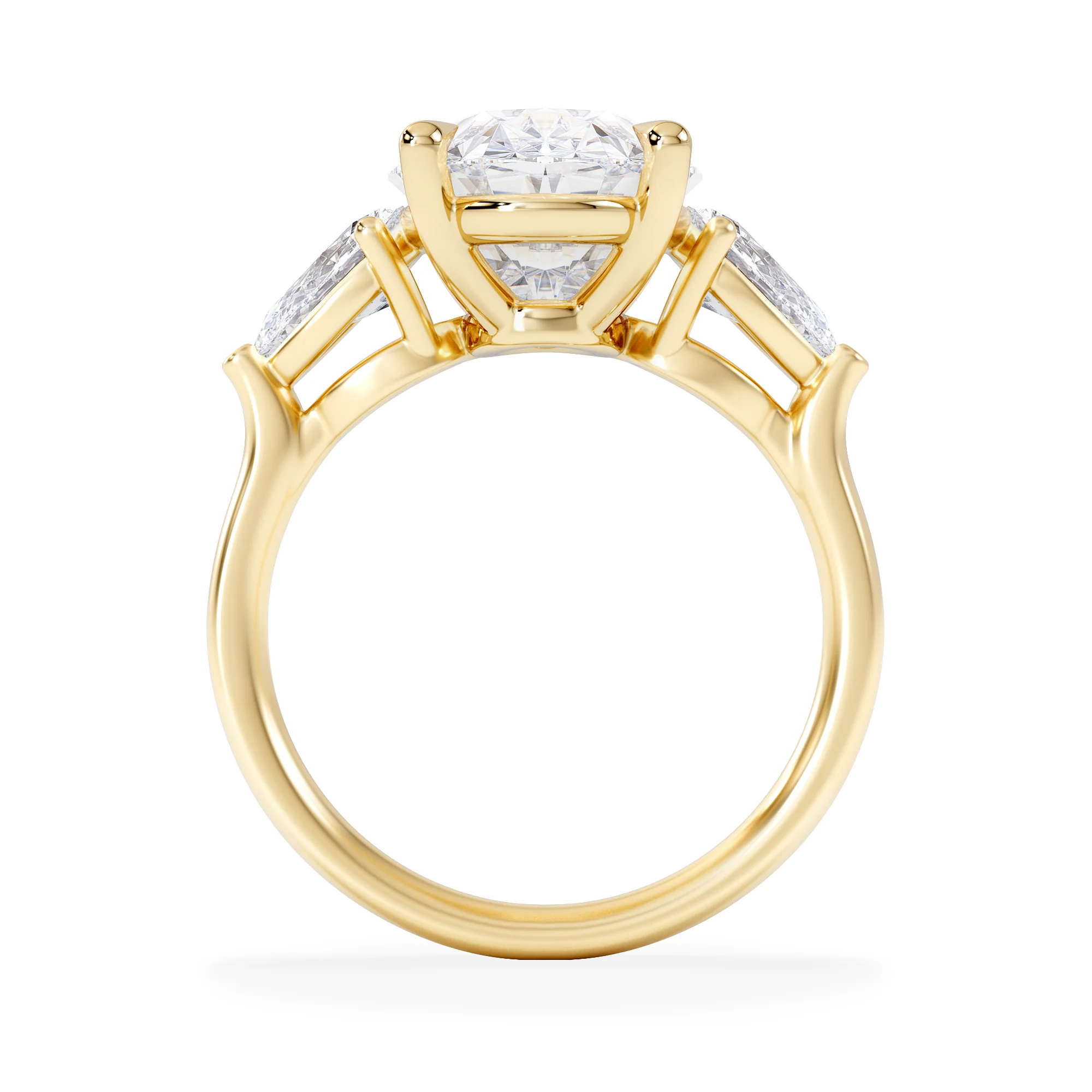 Adore 6.00ct Oval Cut Lab Diamond 3 Stone Engagement Ring in 18K Yellow Gold - Image 3