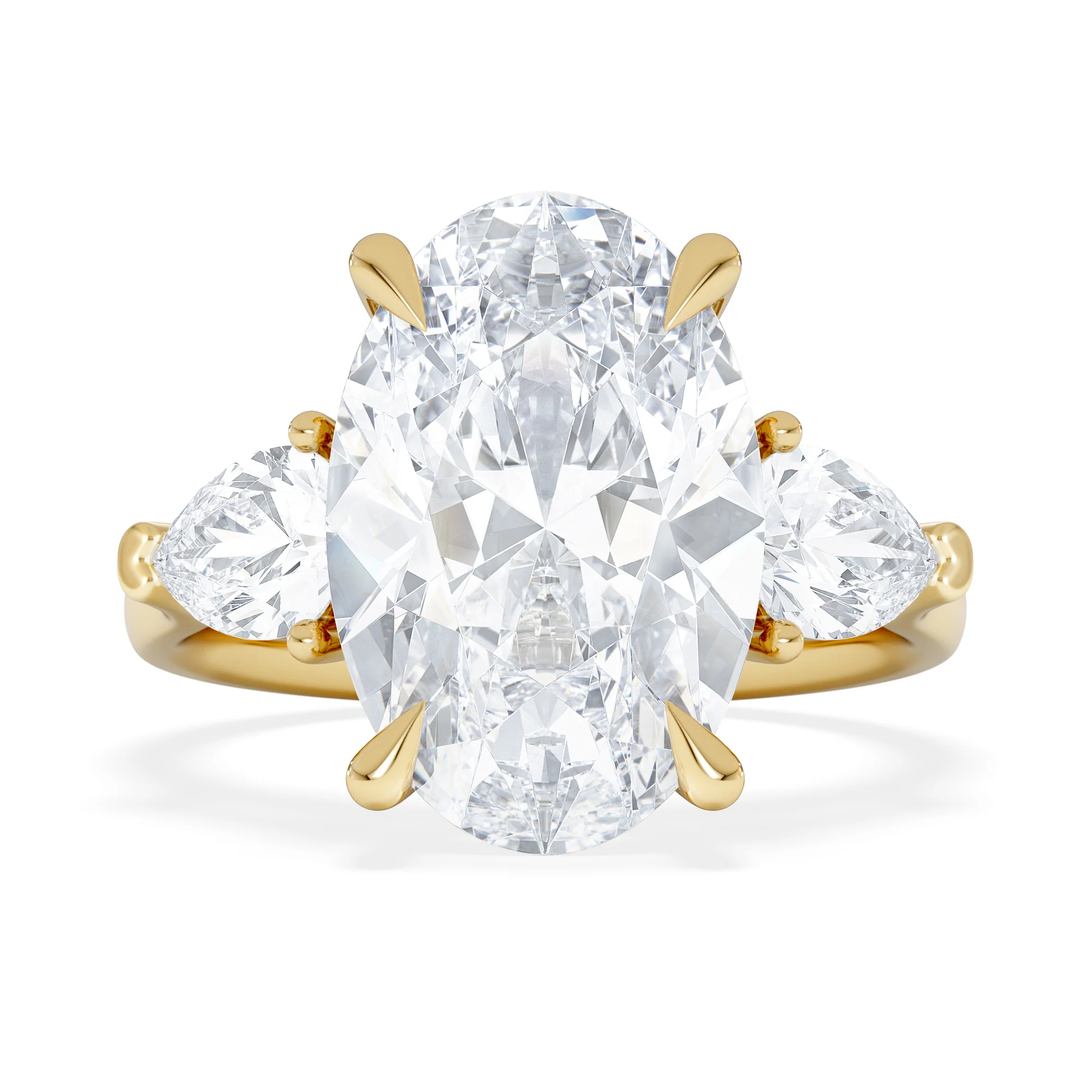 Adore 6.00ct Oval Cut Lab Diamond 3 Stone Engagement Ring in 18K Yellow Gold - Image 6