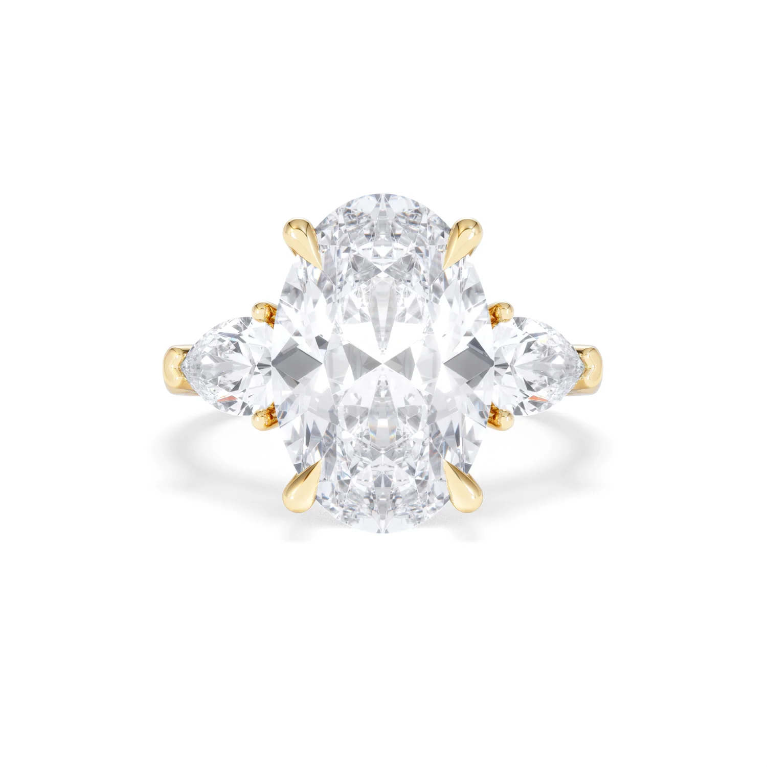 Adore 6.00ct Oval Cut Lab Diamond 3 Stone Engagement Ring in 18K Yellow Gold - Image 7
