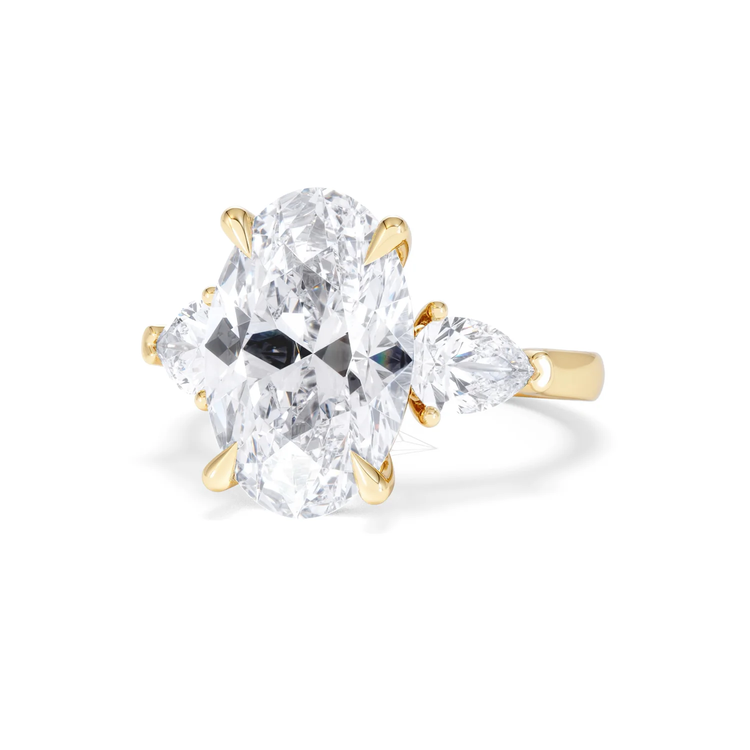 Adore 6.00ct Oval Cut Lab Diamond 3 Stone Engagement Ring in 18K Yellow Gold - Image 83