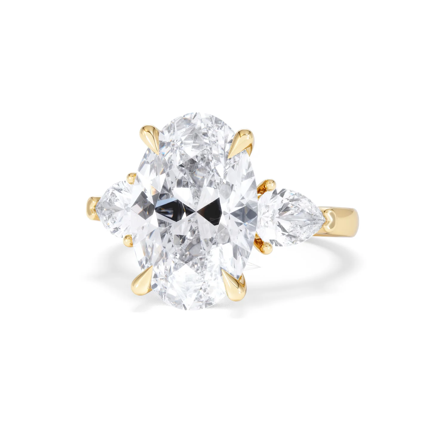 Adore 6.00ct Oval Cut Lab Diamond 3 Stone Engagement Ring in 18K Yellow Gold - Image 84