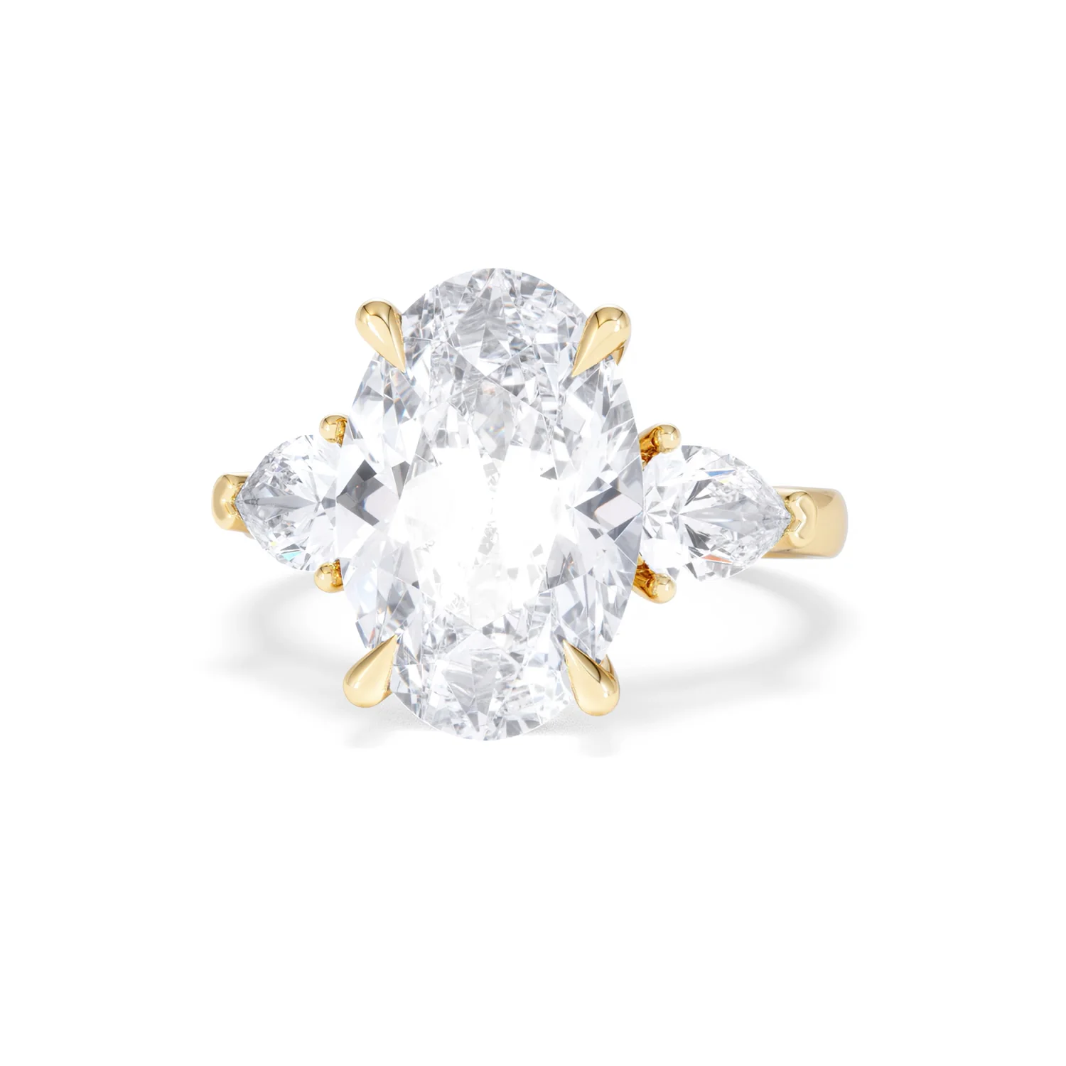 Adore 6.00ct Oval Cut Lab Diamond 3 Stone Engagement Ring in 18K Yellow Gold - Image 85
